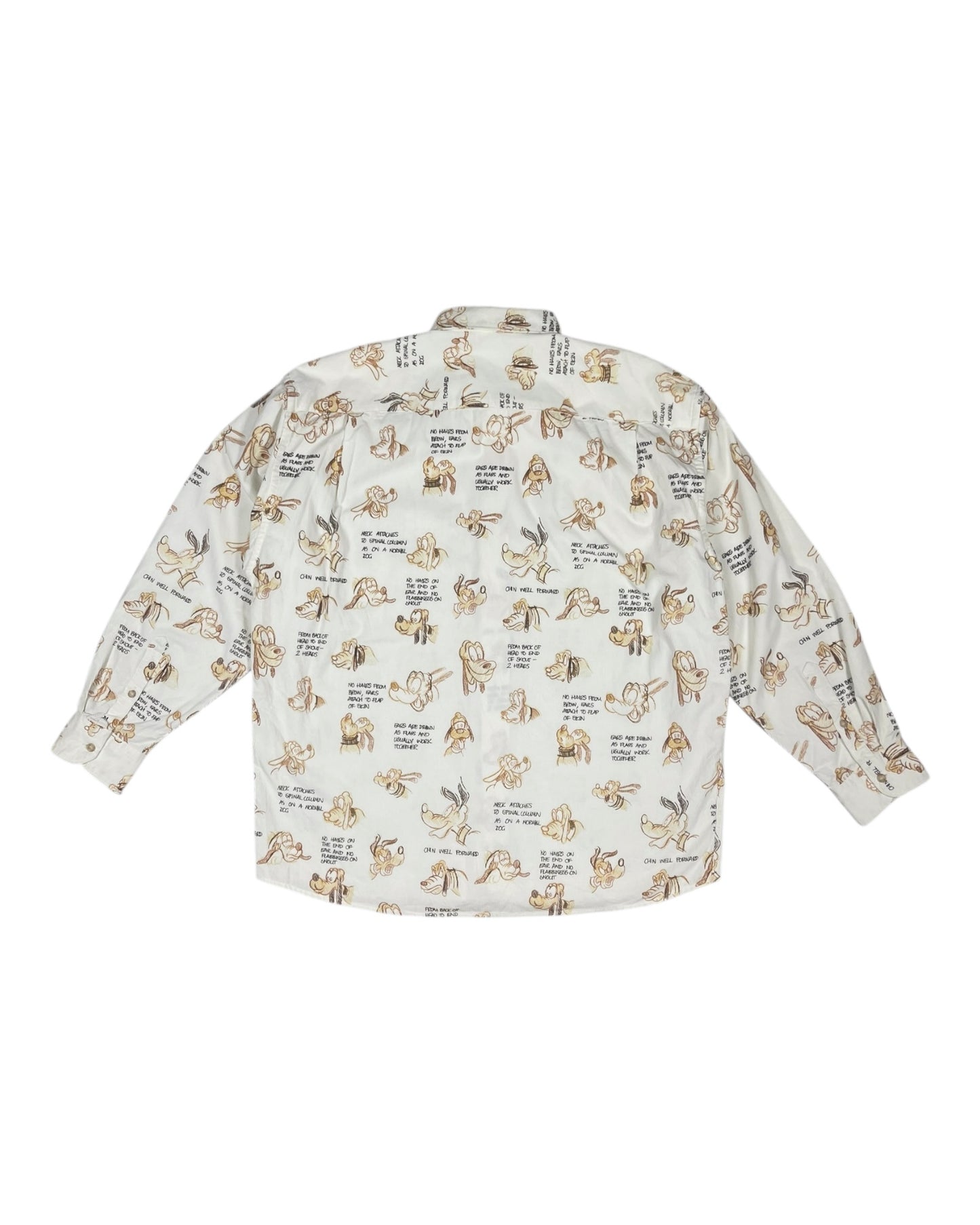 1994 Iceberg Disney Pluto Corduroy Shirt Size XL Off White