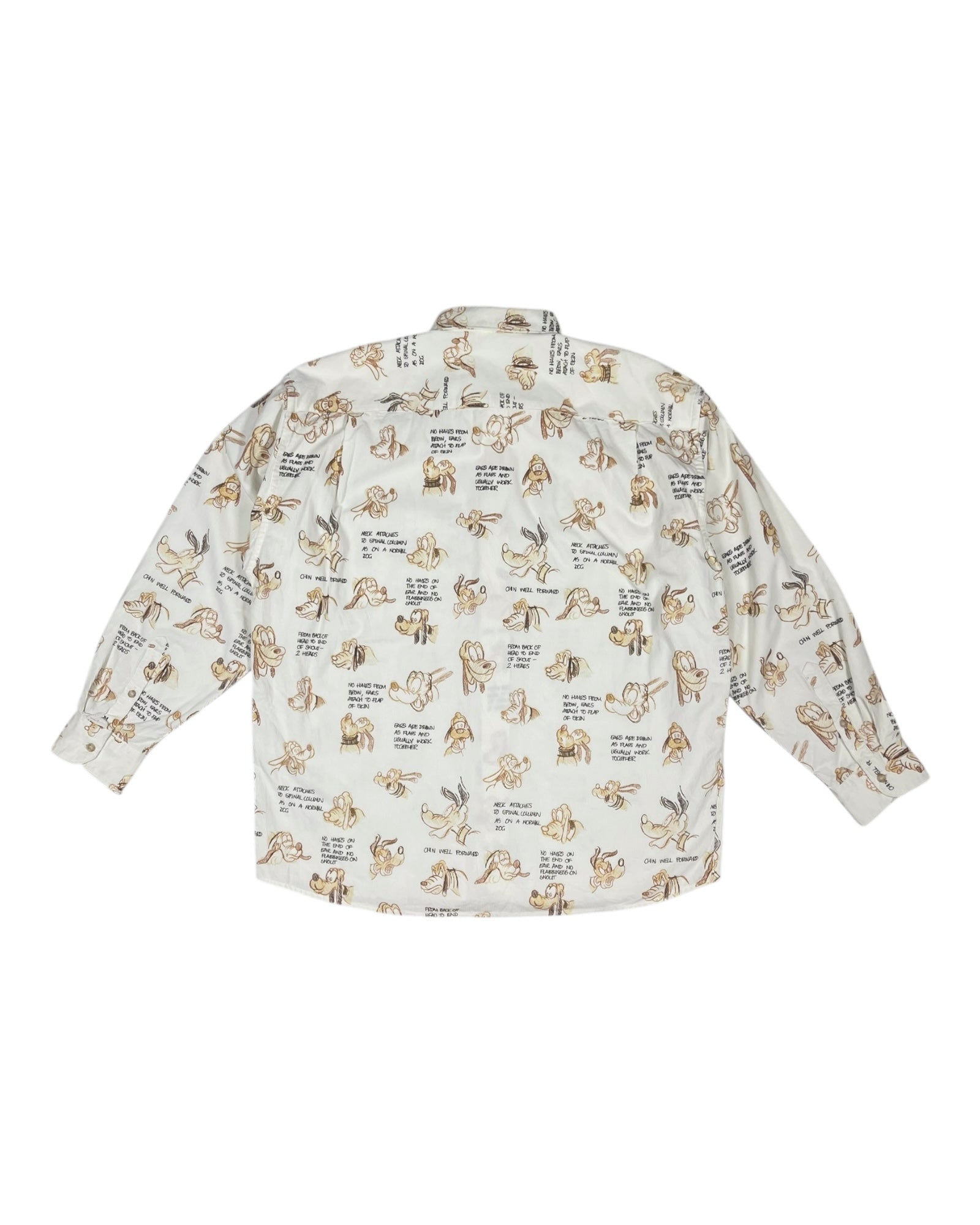 1994 Iceberg Disney Pluto Corduroy Shirt Size XL Off White