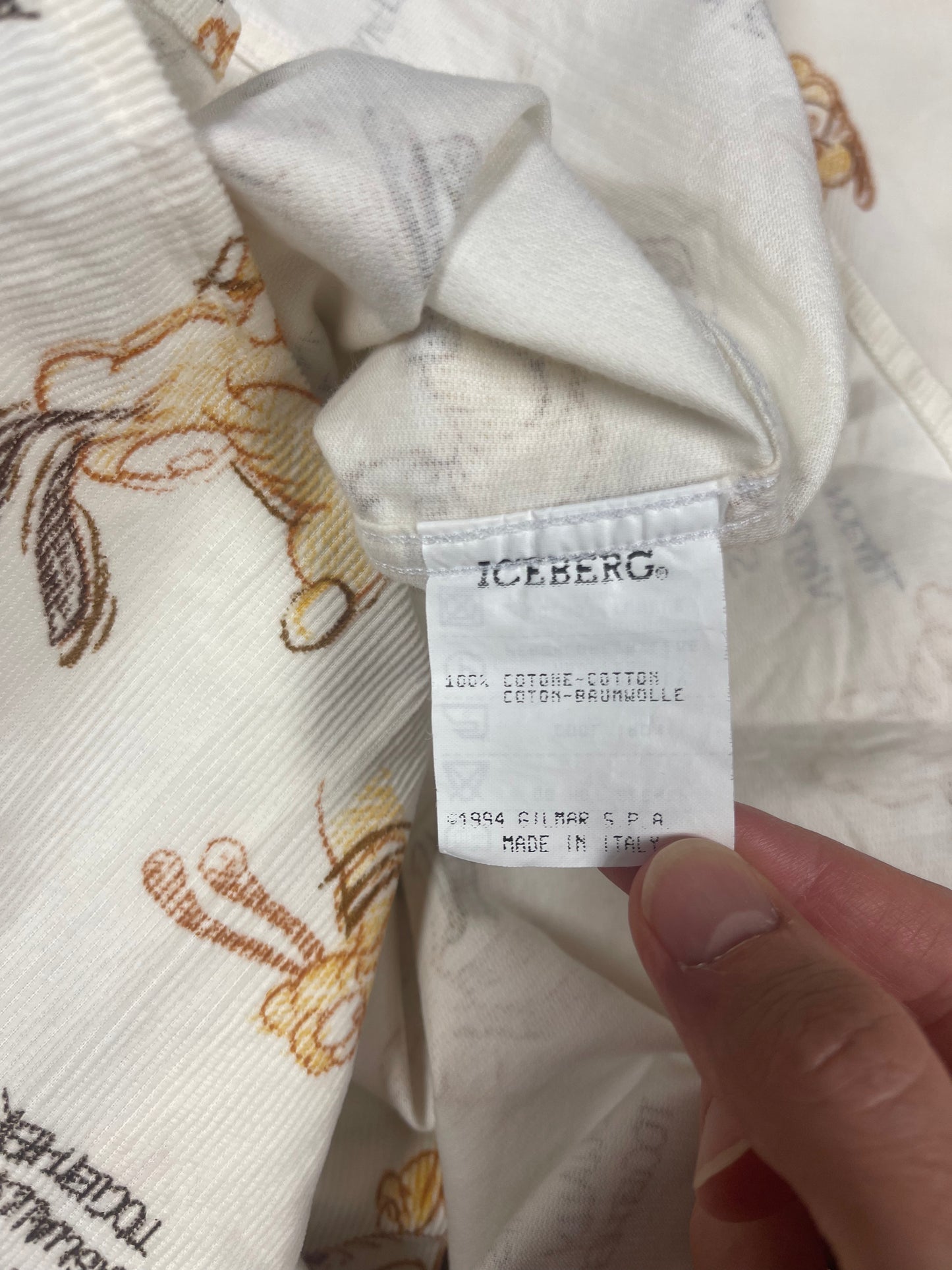 1994 Iceberg Disney Pluto Corduroy Shirt Size XL Off White