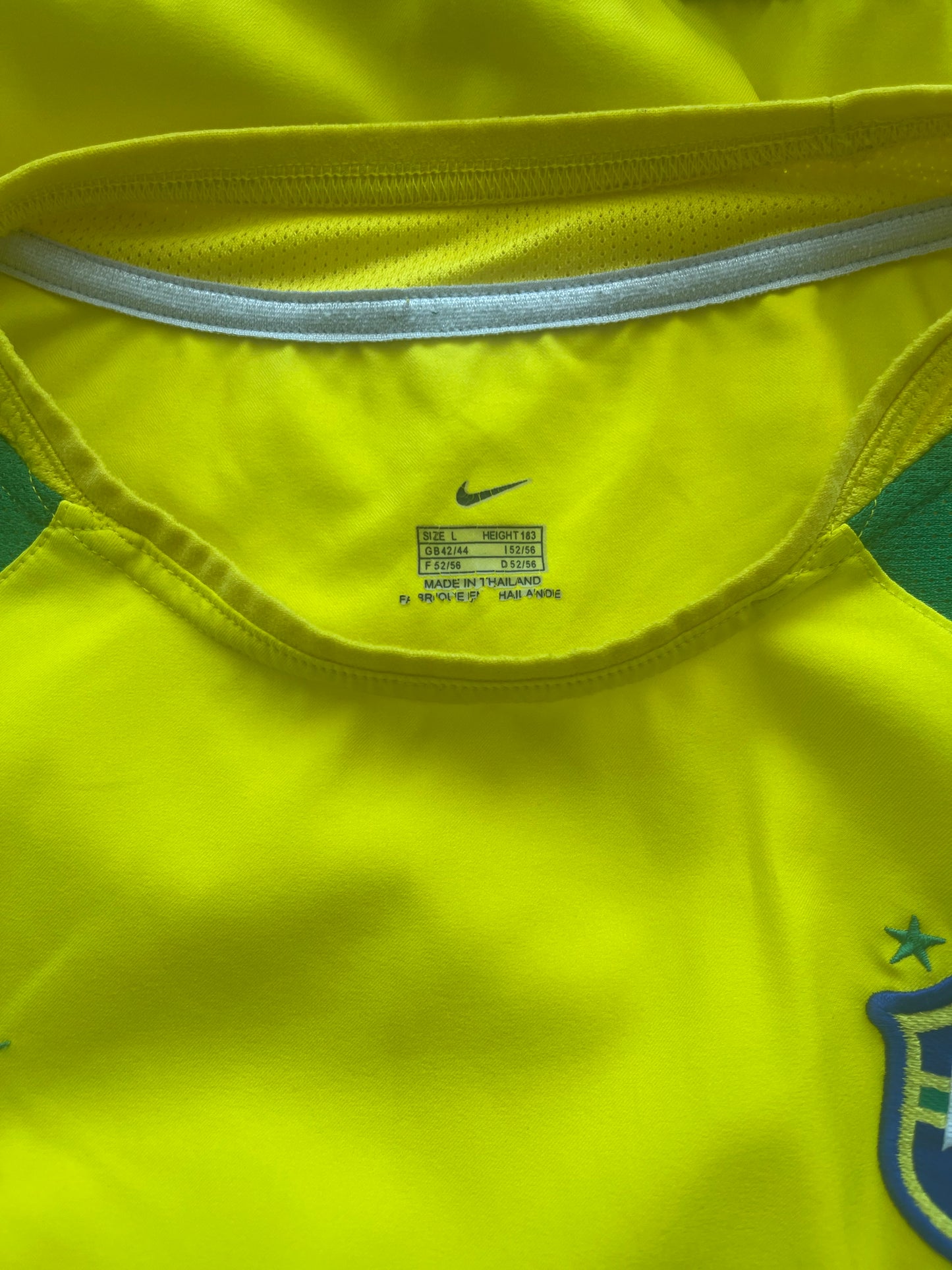 Brasil Brazil Nike Home Football Shirt 2002 - 2003 - 2004 Yellow Size L