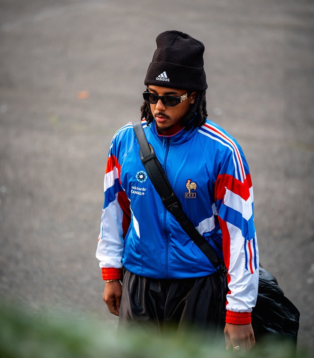 Vintage France Adidas Football Jacket Shell 1990 1991 - 1992 Made in Portugal Size L - XL Blue Red White