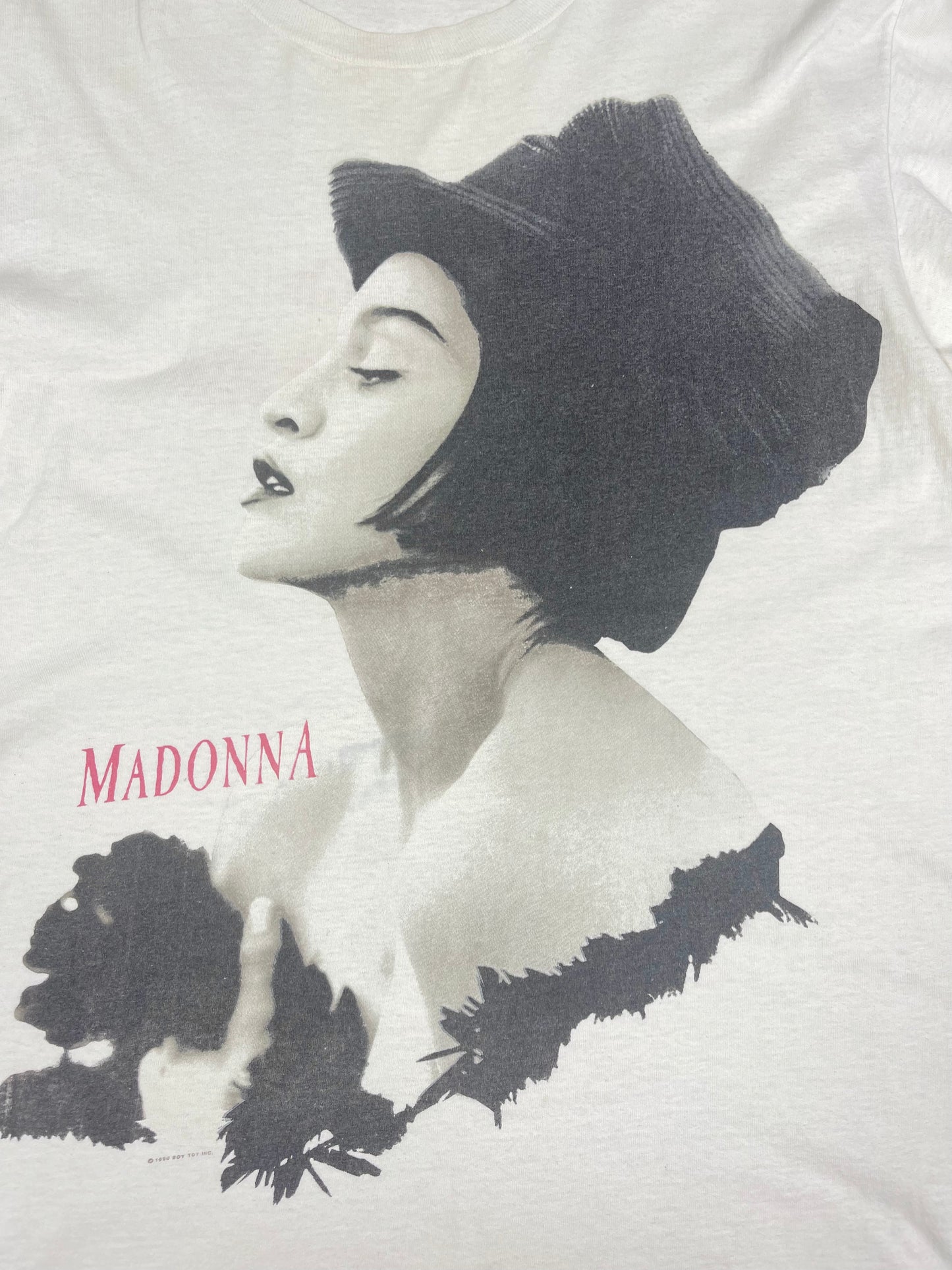 Authentic 1990 Vintage Madonna Blond Ambition World Tour Hanes Boy Toy Inc. T-Shirt White Made in USA Band Tee