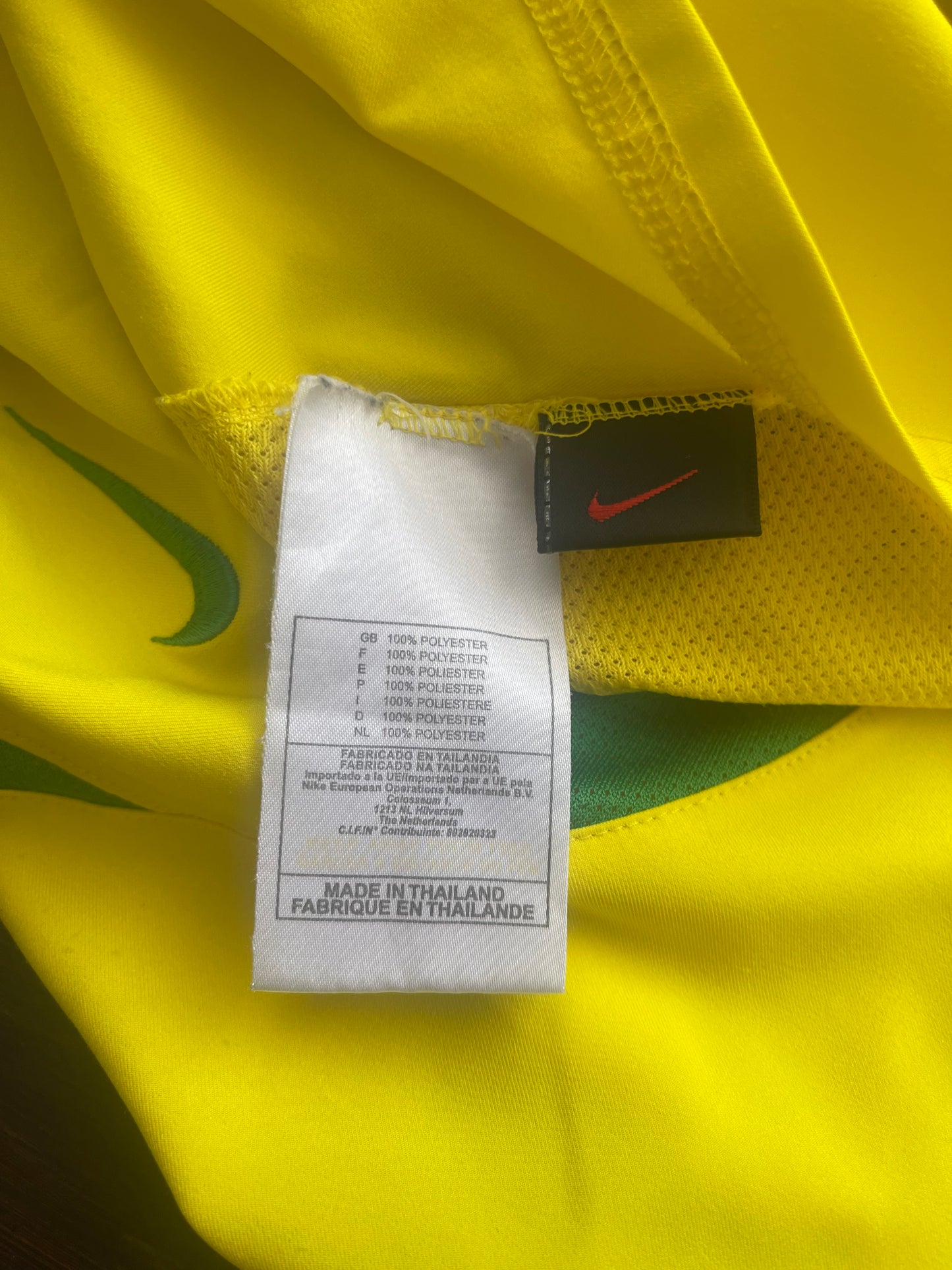 Brasil Brazil Nike Home Football Shirt 2002 - 2003 - 2004 Yellow Size L