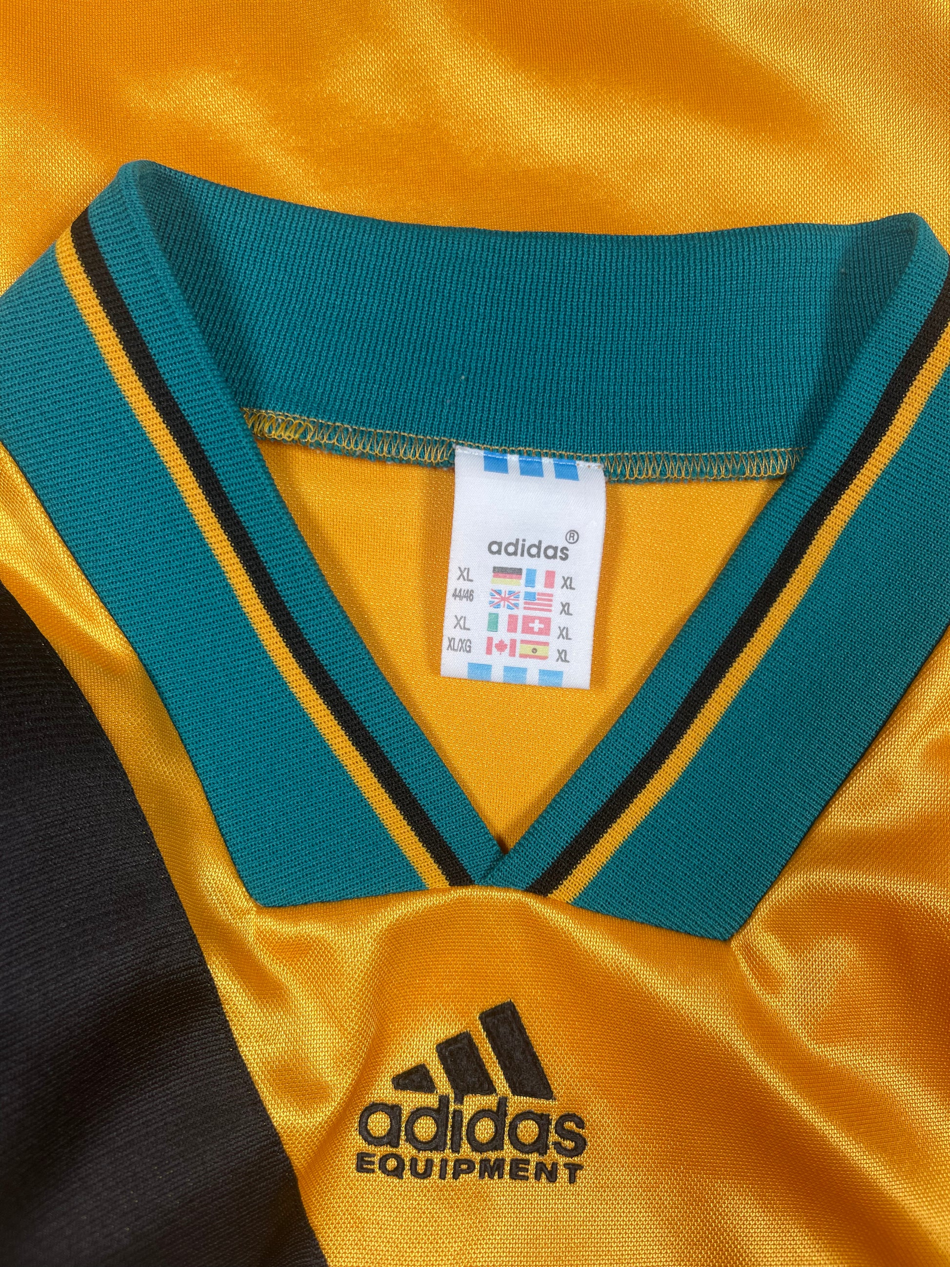 Bayen Munchen Adidas Equipment 1993 - 1995 Away Football Shirt Opel Size XL Yellow Black Green