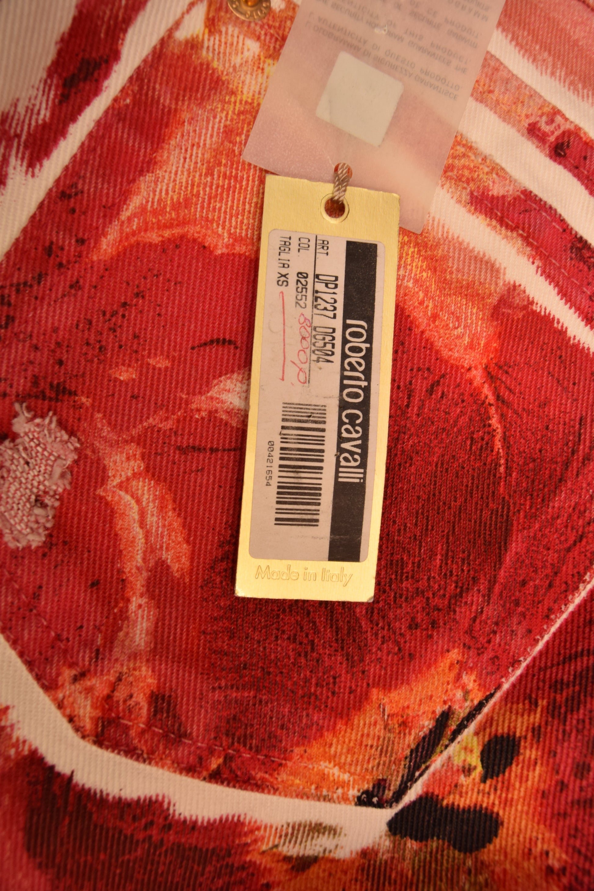 Y2K BNWT NOS Roberto Cavalli Jeans Trousers Floral Pattern Size XS Low Waist 00'S DeadStock New
