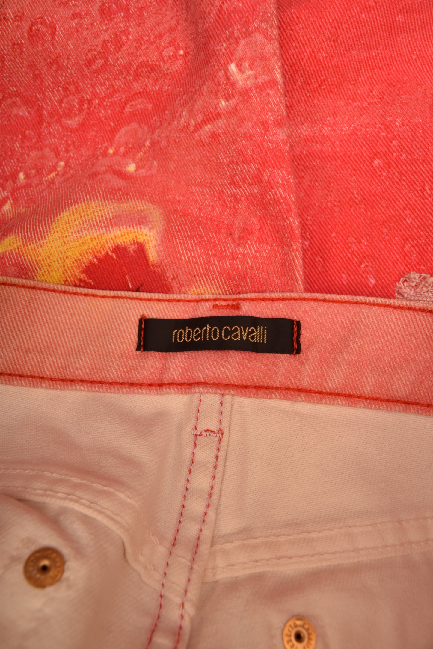 Y2K BNWT NOS Roberto Cavalli Jeans Trousers Floral Pattern Size XS Low Waist 00'S DeadStock New