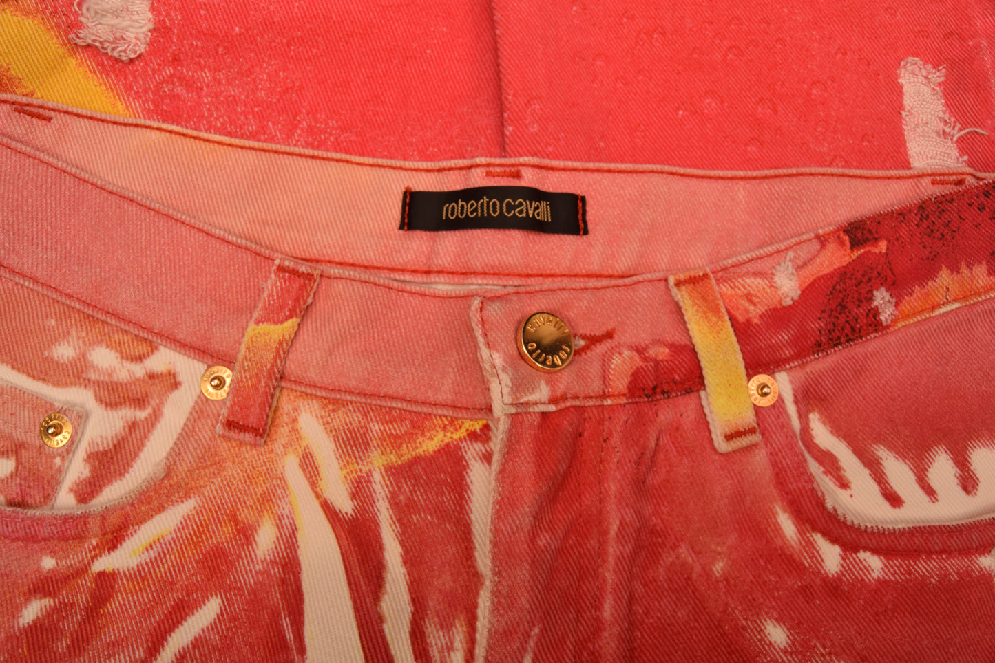 Y2K BNWT NOS Roberto Cavalli Jeans Trousers Floral Pattern Poppy Flower Size XS Low Waist 00'S DeadStock New Pants