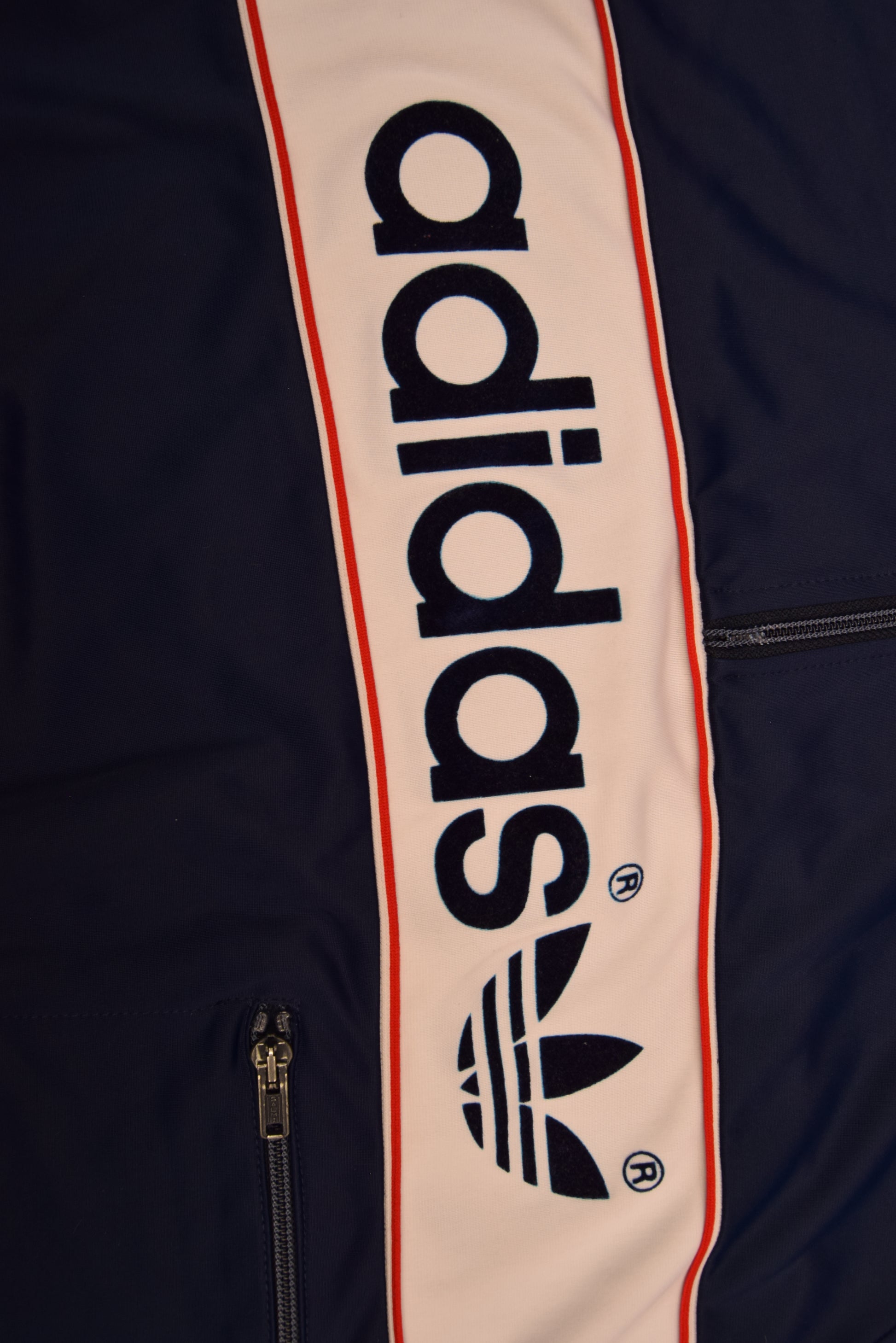 Vintage 80's Adidas Sweatshirt Made in West Germany Quarter 1/4 Zip Blue White Polyester Size M