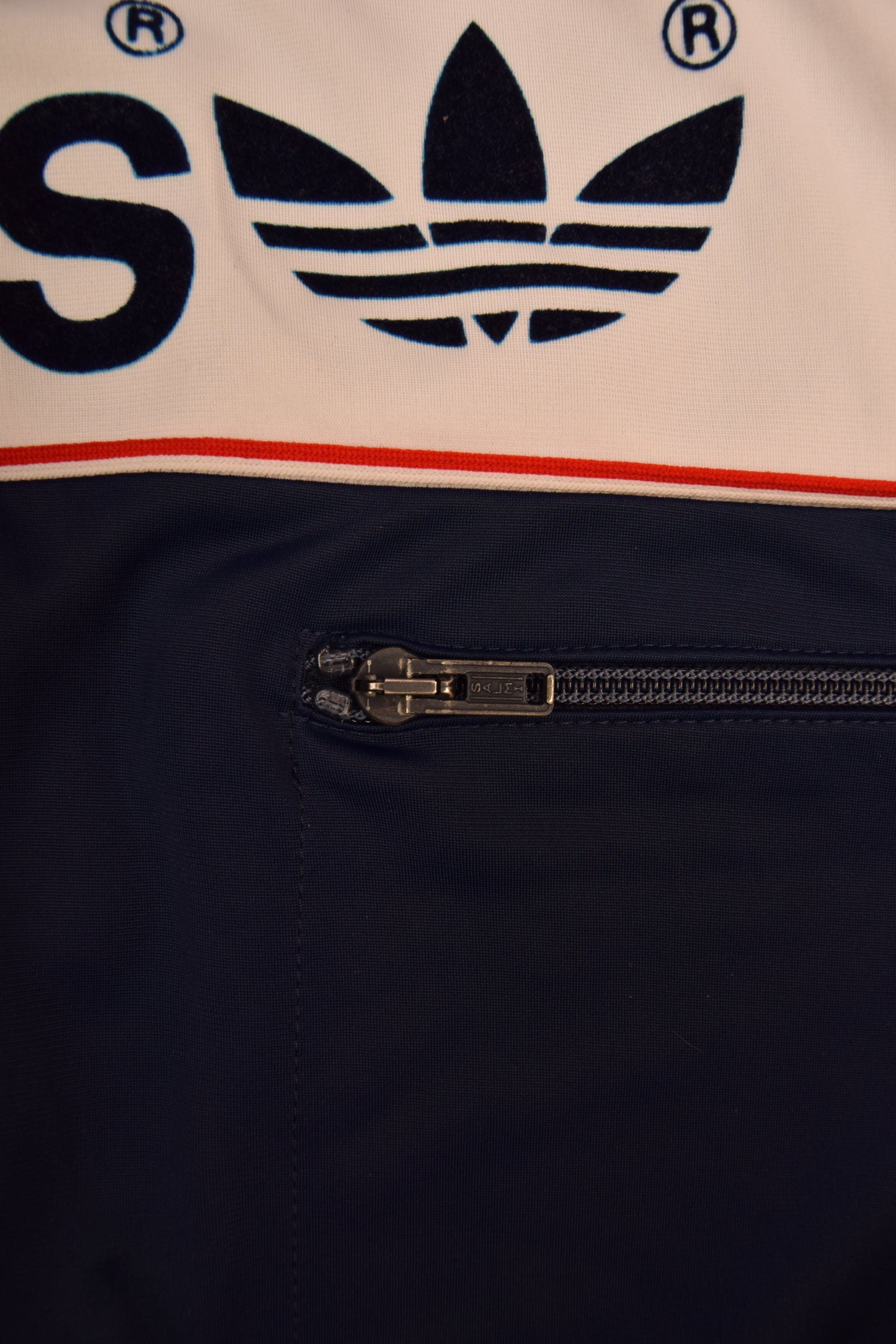 Vintage 80's Adidas Sweatshirt Made in West Germany Quarter 1/4 Zip Blue White Polyester Size M