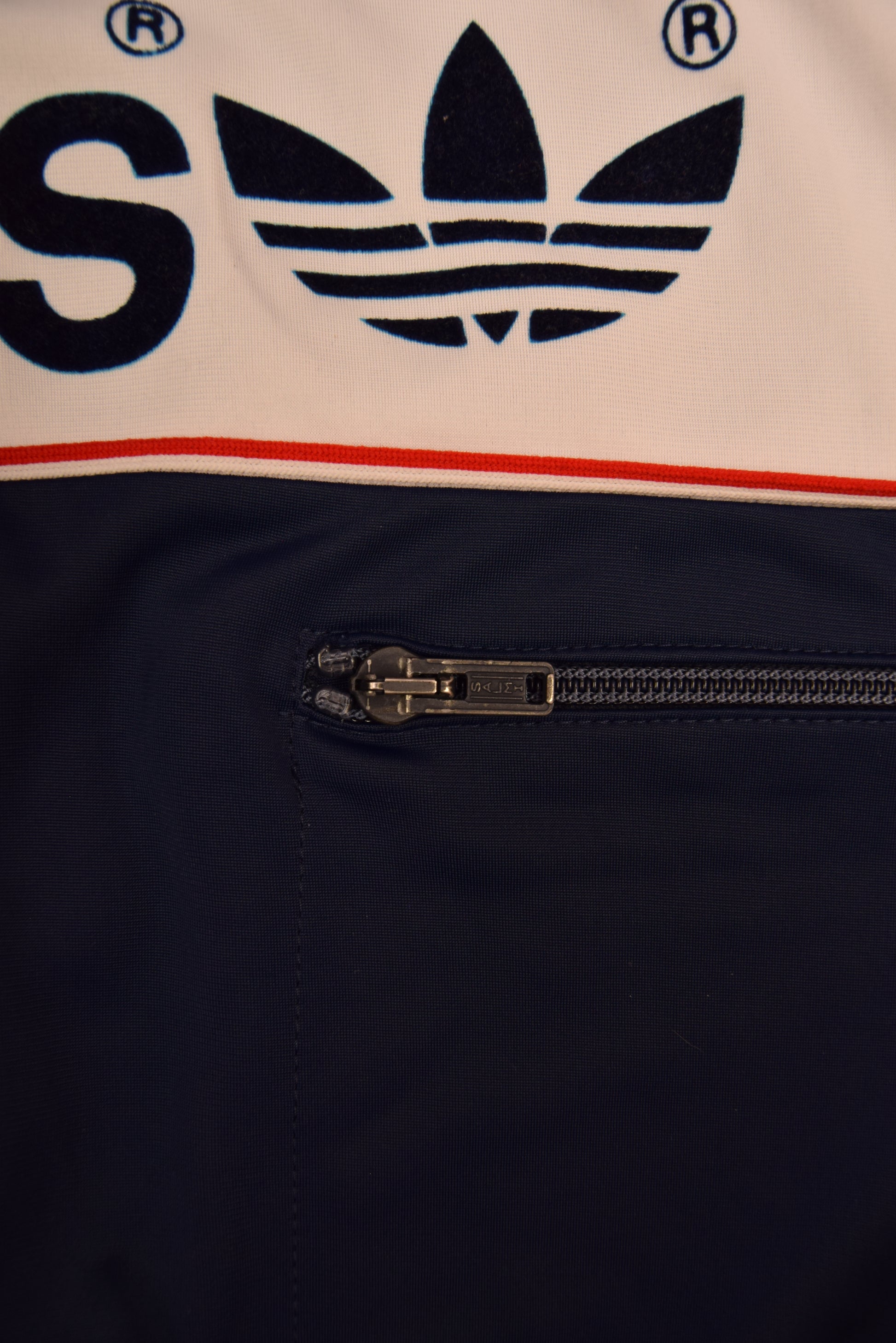 Vintage 80's Adidas Sweatshirt Made in West Germany Quarter 1/4 Zip Blue White Polyester Size M