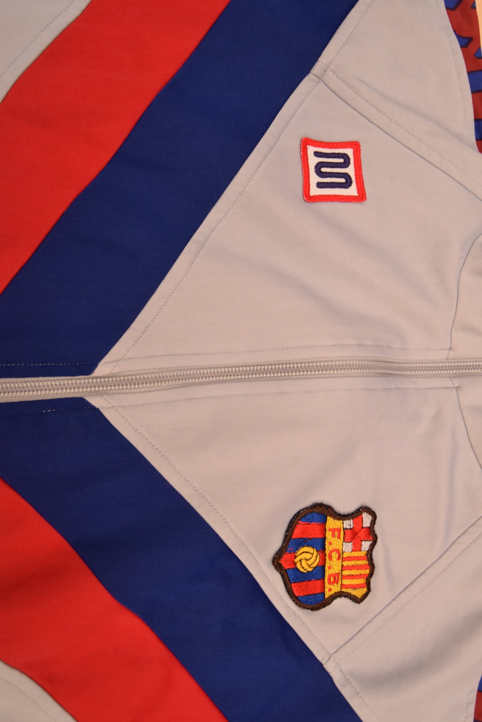 FC Barcelona Meyba 1984-1989 Jacket Size Grey Red Blue Made in Spain Size L-XL
