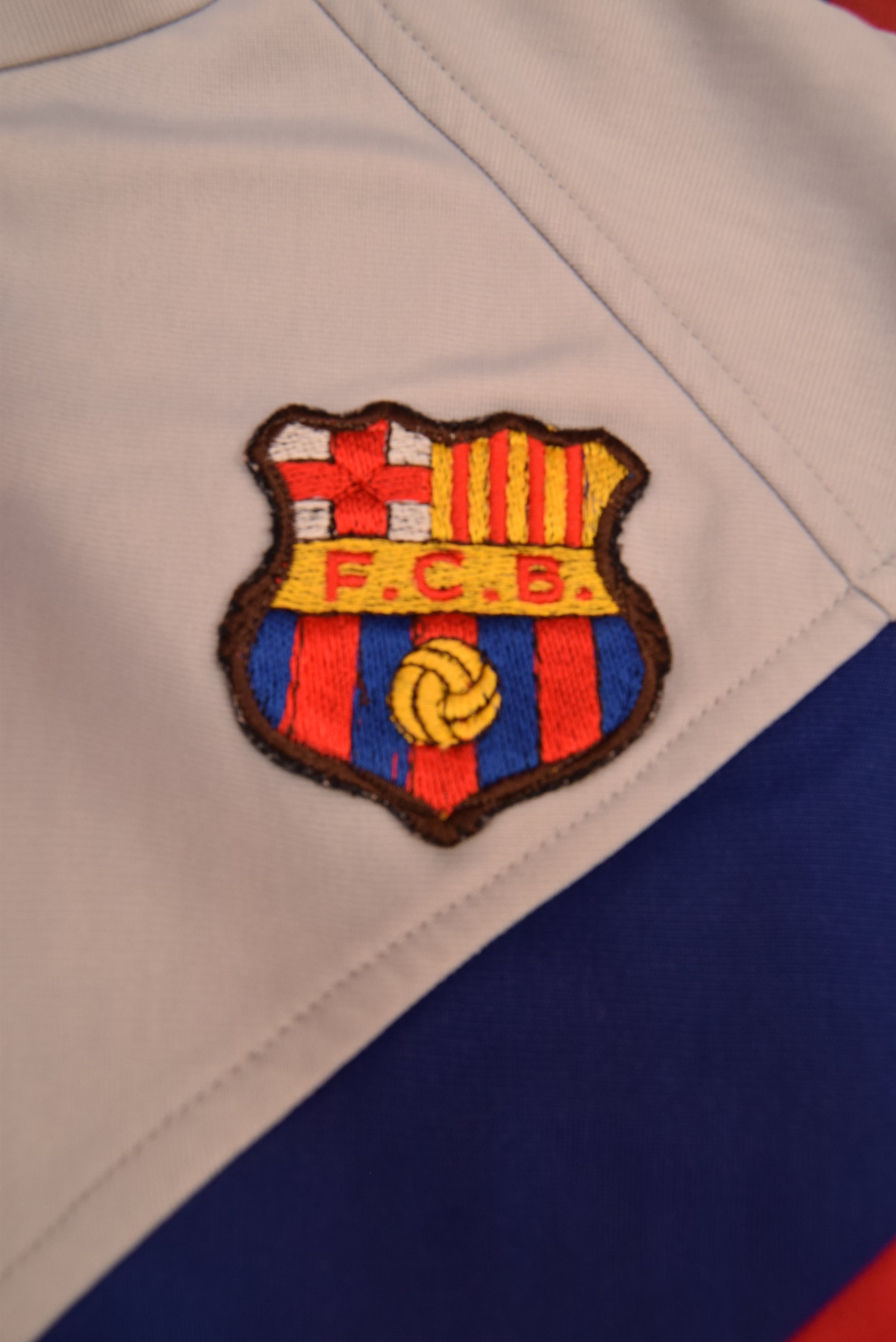 FC Barcelona Meyba 1984-1989 Jacket Size Grey Red Blue Made in Spain Size L-XL