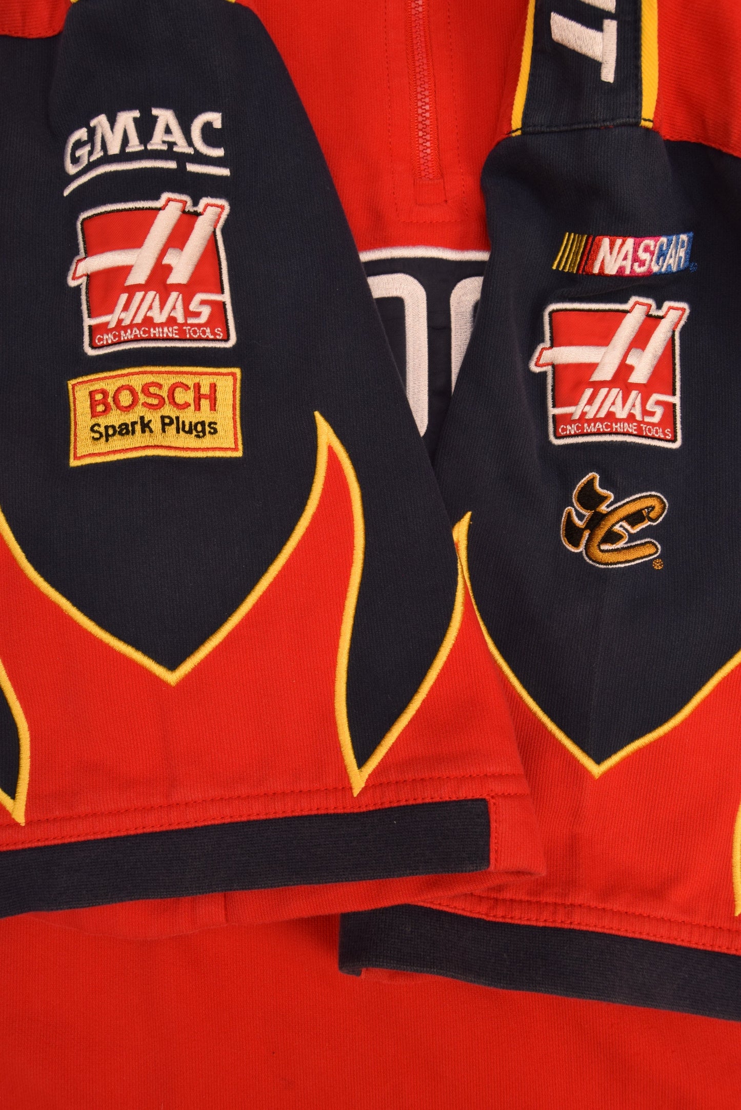 Vintage Nascar Racing Chase Authentics Drivers Line Jeff Gordon T-Shirt / Jersey Quarter Zip 1/4 Dupont Automotive Finishes Pepsi Fritos Tyvek Flames Red Size XL