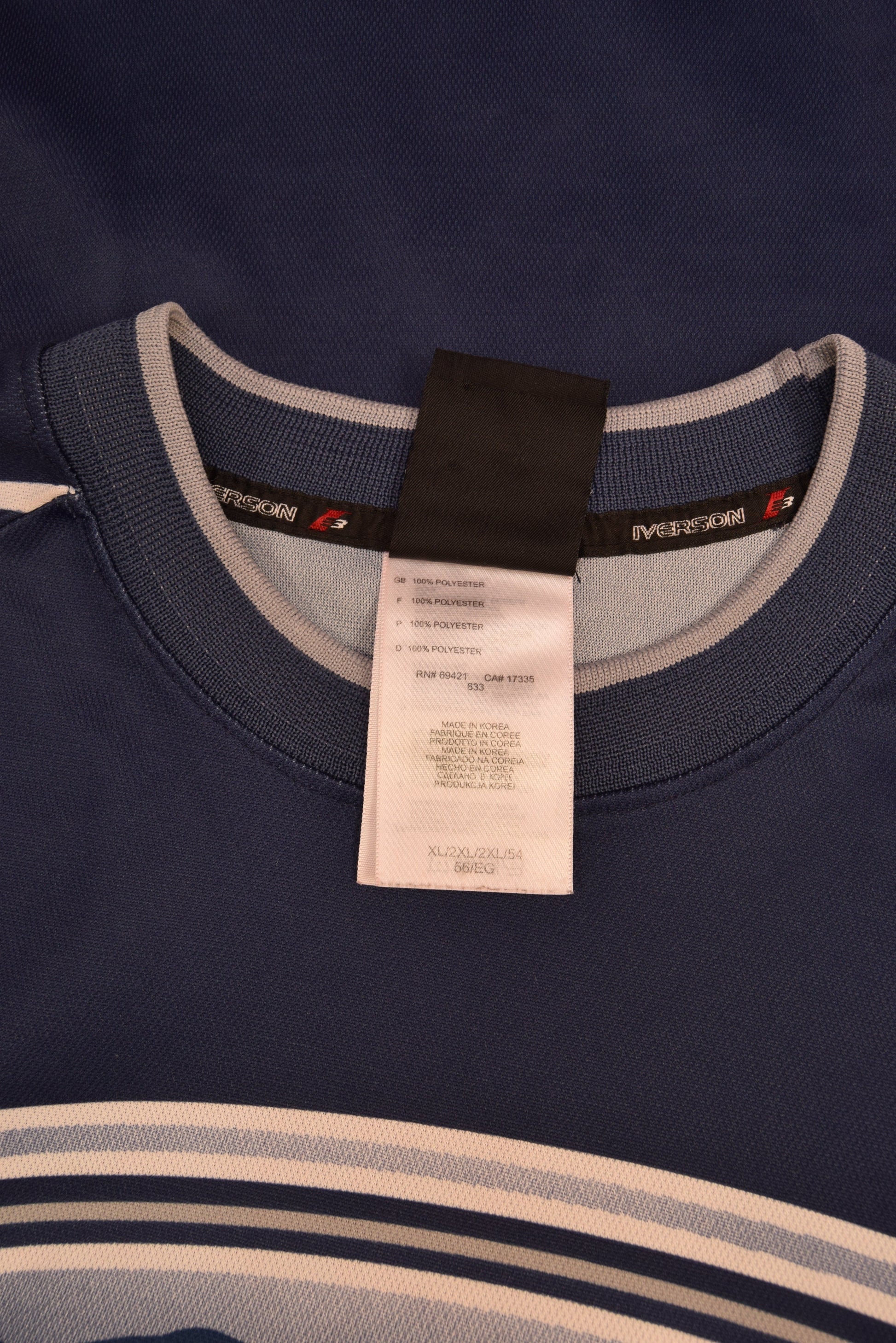 Allen Iverson 3 The Answer Reebok Limited Edition 00's Y2K Sweatshirt / Jersey Motocross Motorsport Motorcycle BMX Racing Bed Newz Size XL-XXL Long Sleeve Blue Grey NBA