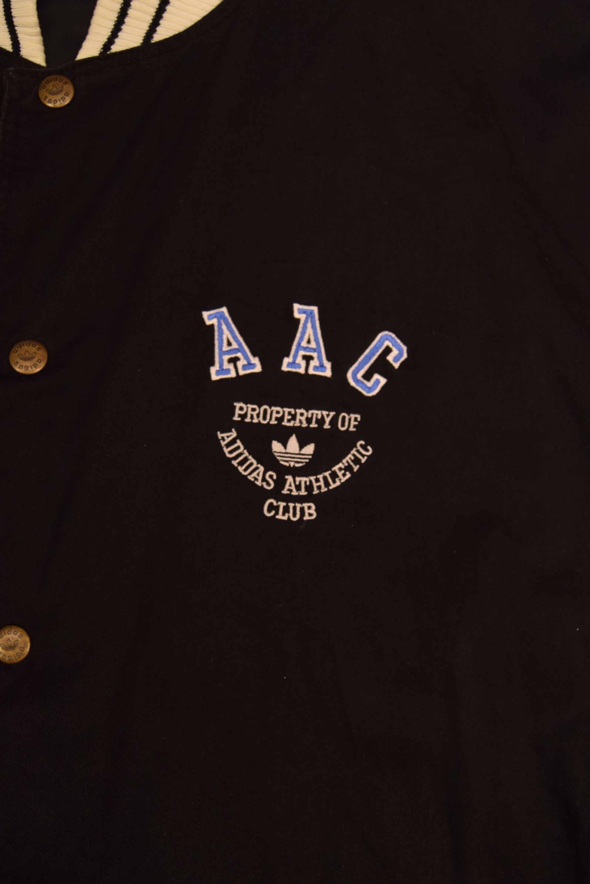 Vintage 90's Adidas Thin Varsity College Jacket AAC Property of Adidas Athletic Club Size L-XL