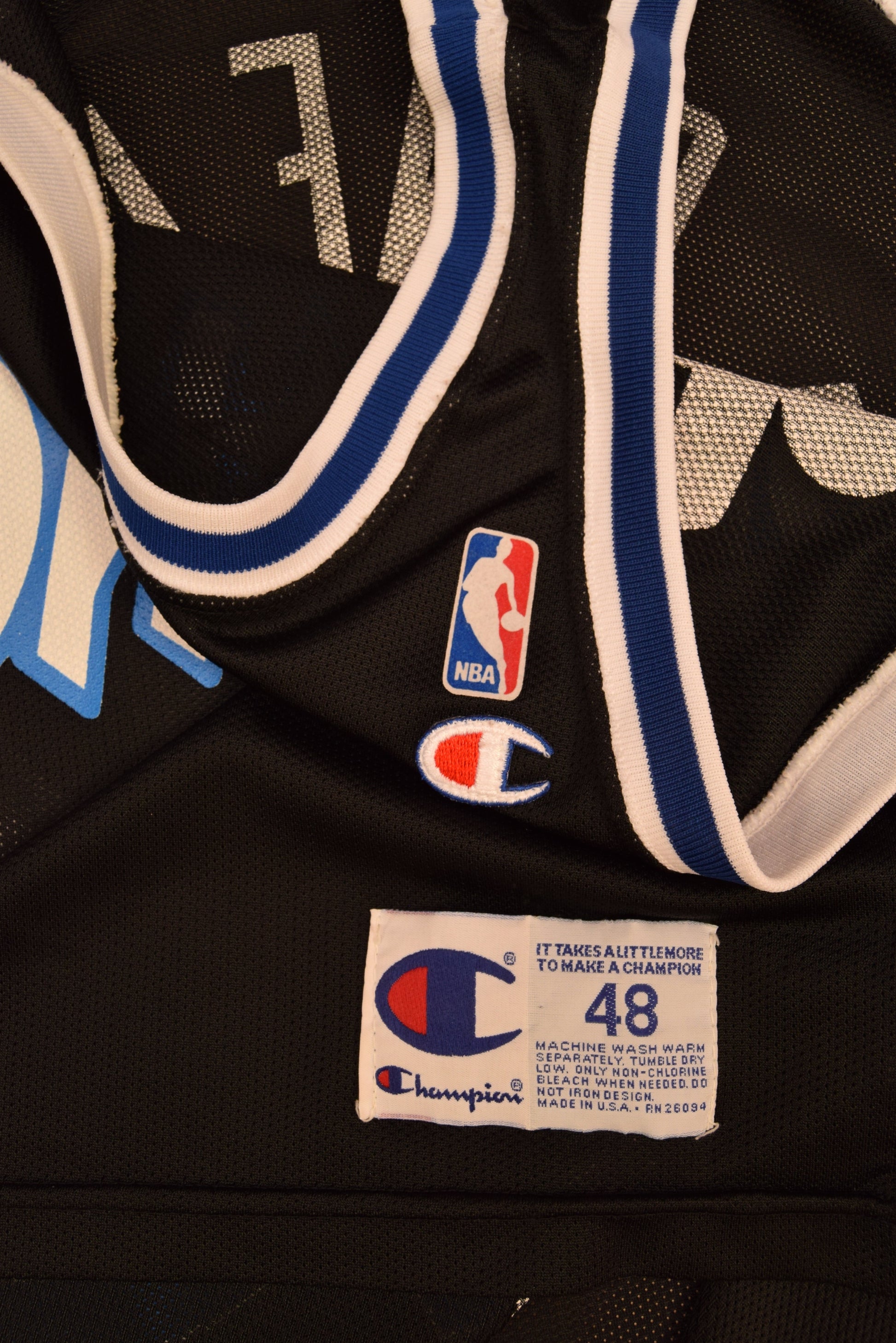 Vintage Orlando Magic Shaquille O'Neal 32  1992 - 1994 Champion NBA Away Basketball Jersey Size 48 XL Black Made in USA 26094