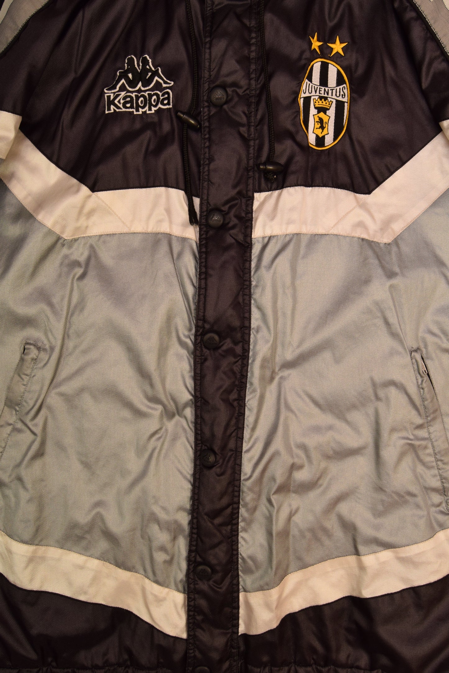 Juventus Kappa 1995-1997 Thick Jacket Size XL Black Silver Grey