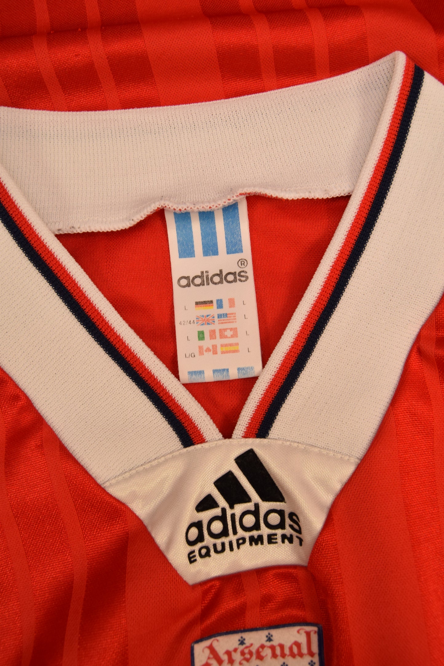 Vintage Arsenal London 1992 - 1993 - 1994 Adidas Equipment Home Football Shirt JVC Red White Size Red Polyester