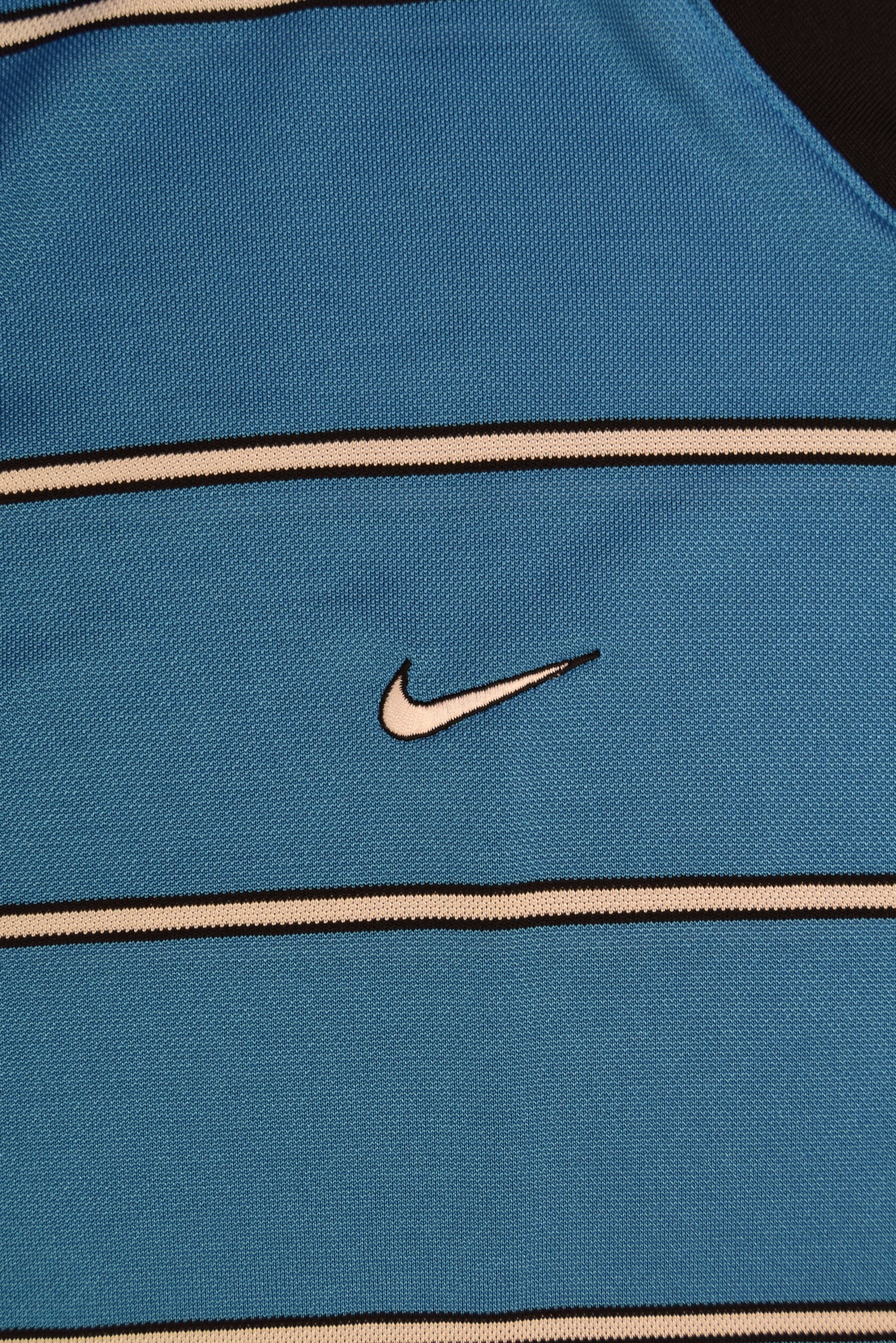 Vintage 90's Nike Team Sports Football Jersey / T-Shirt Swoosh Horizontal Strippes Blue White Size L - XL