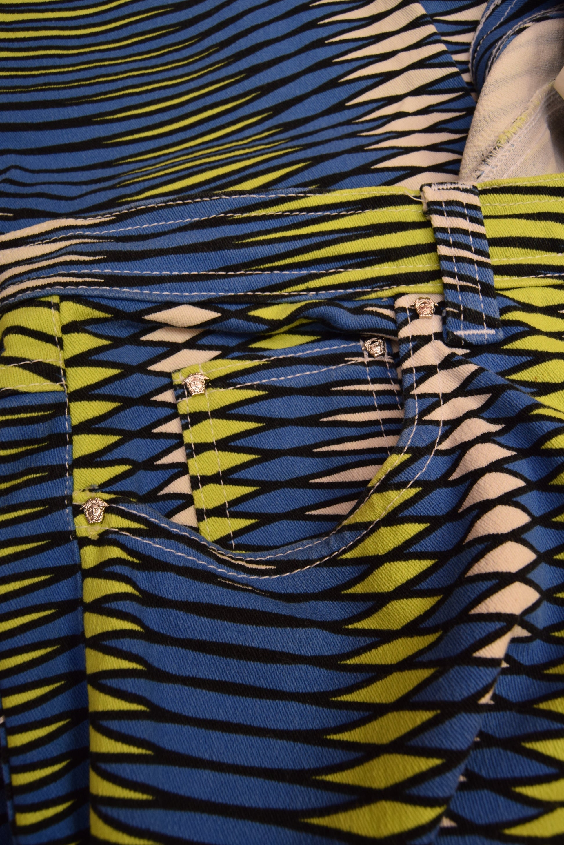 90's Versace Jeans Couture Opt Art Psyhadelic Geometric Stretch Made in Italy High Waist