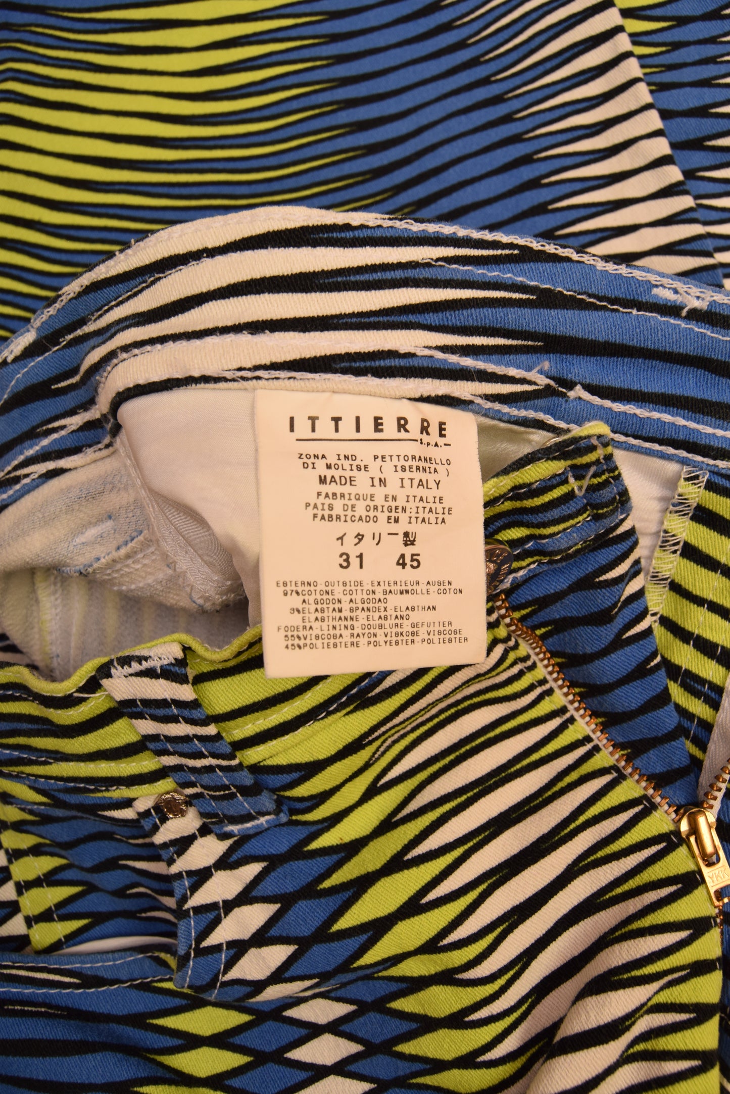 90's Versace Jeans Couture Opt Art Psyhadelic Geometric Stretch Made in Italy High Waist