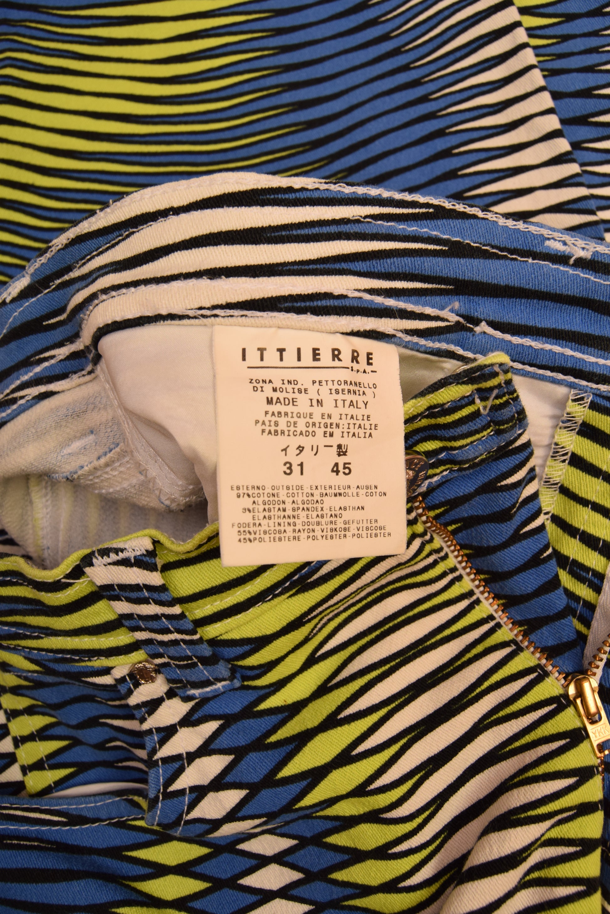90's Versace Jeans Couture Opt Art Psyhadelic Geometric Stretch Made in Italy High Waist