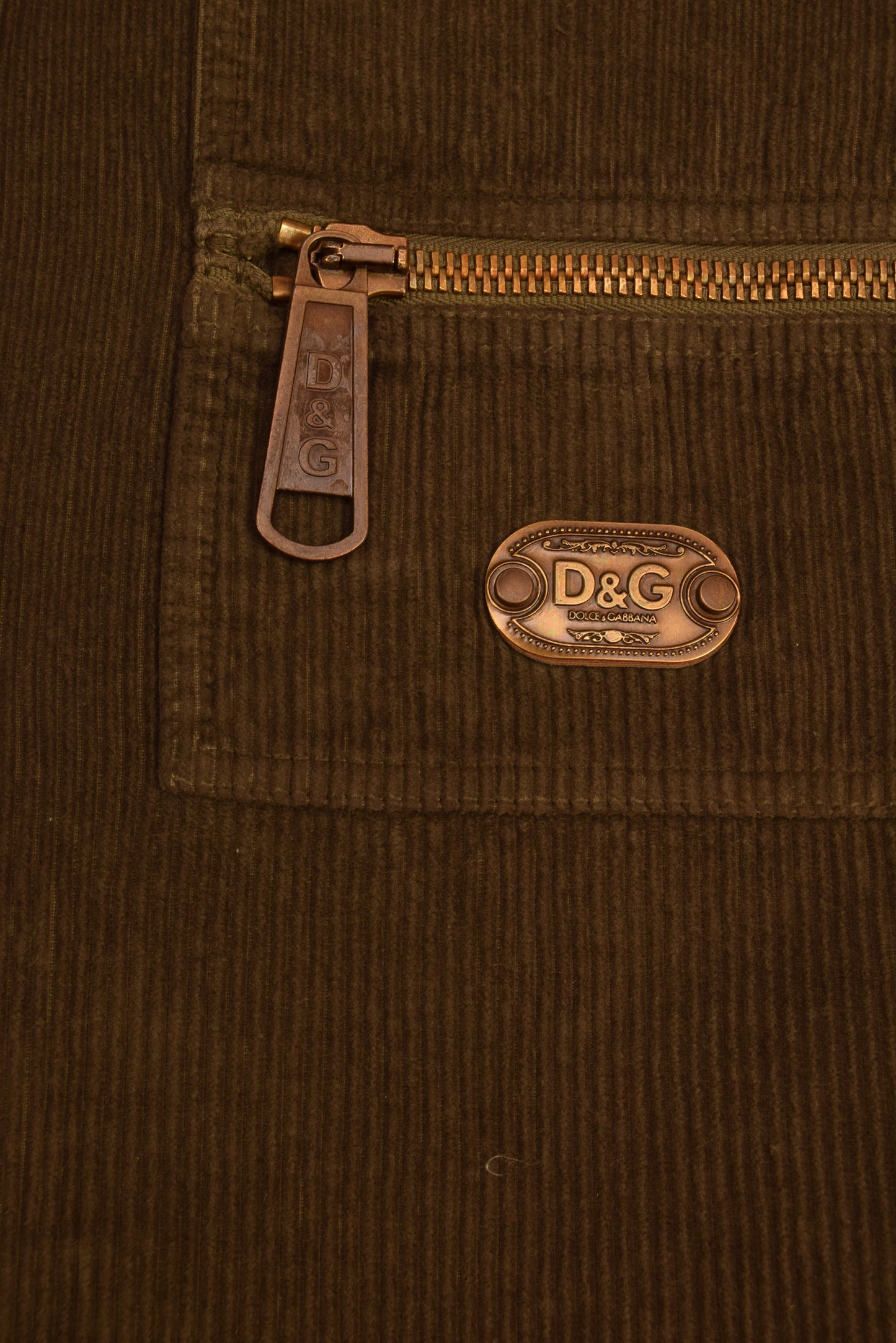 Vintage D&G Dolce & Gabbana Skirt Corduroy Grey - Khaki Size S