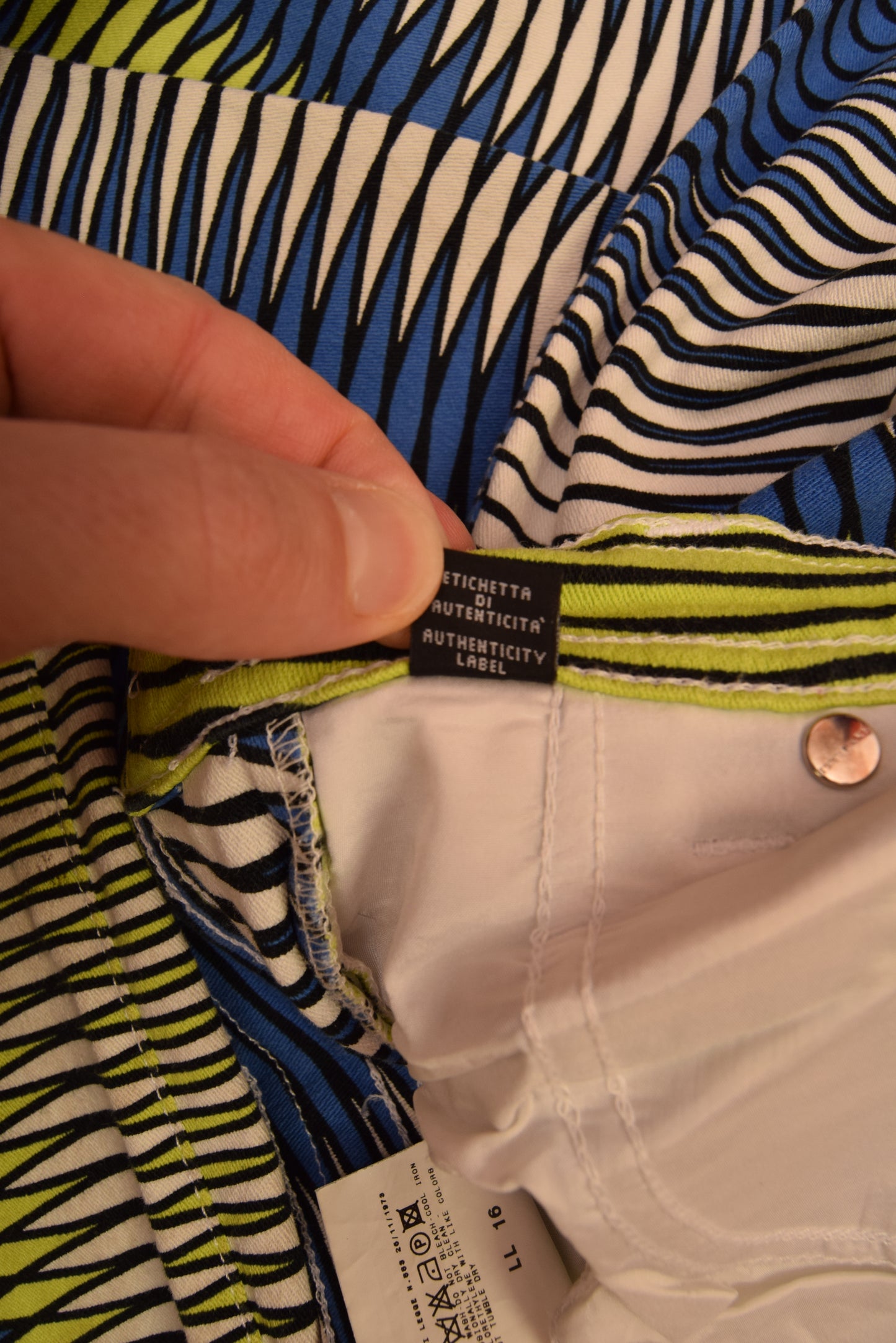 90's Versace Jeans Couture Opt Art Psyhadelic Geometric Stretch Made in Italy High Waist