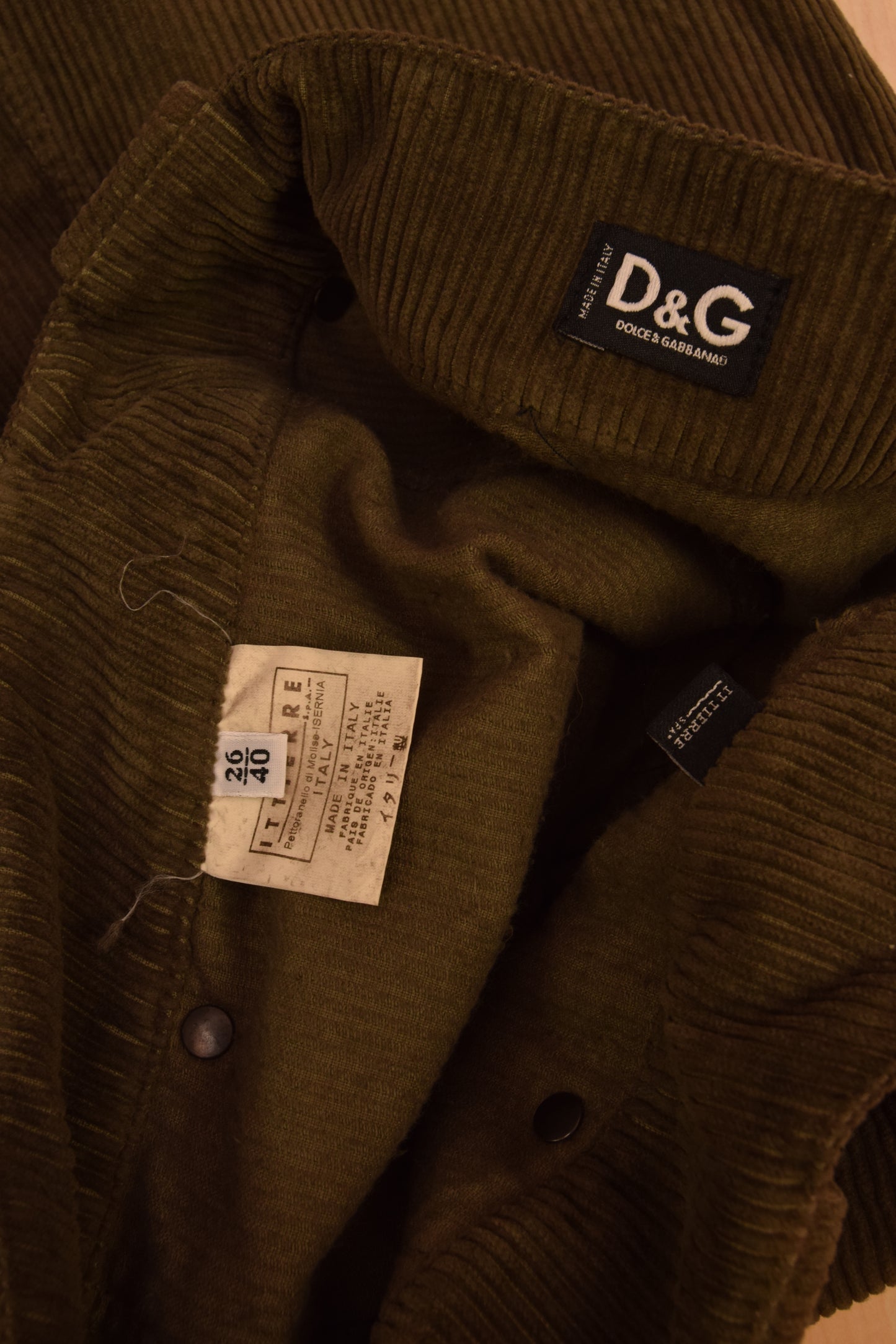 Vintage D&G Dolce & Gabbana Skirt Corduroy Grey - Khaki Size S
