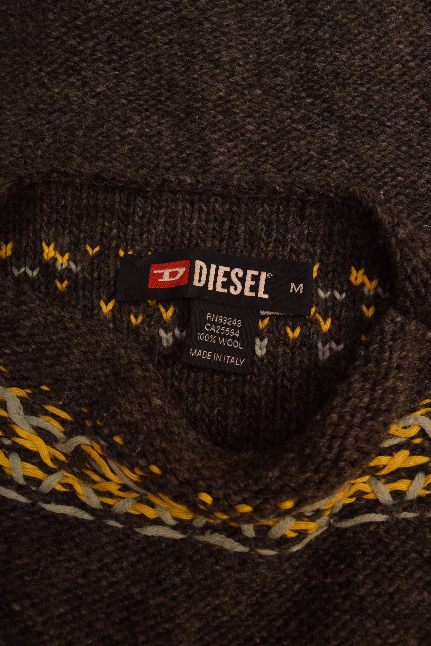 Y2K Diesel Vest 100% Wool Made in Italy Grey Size M
