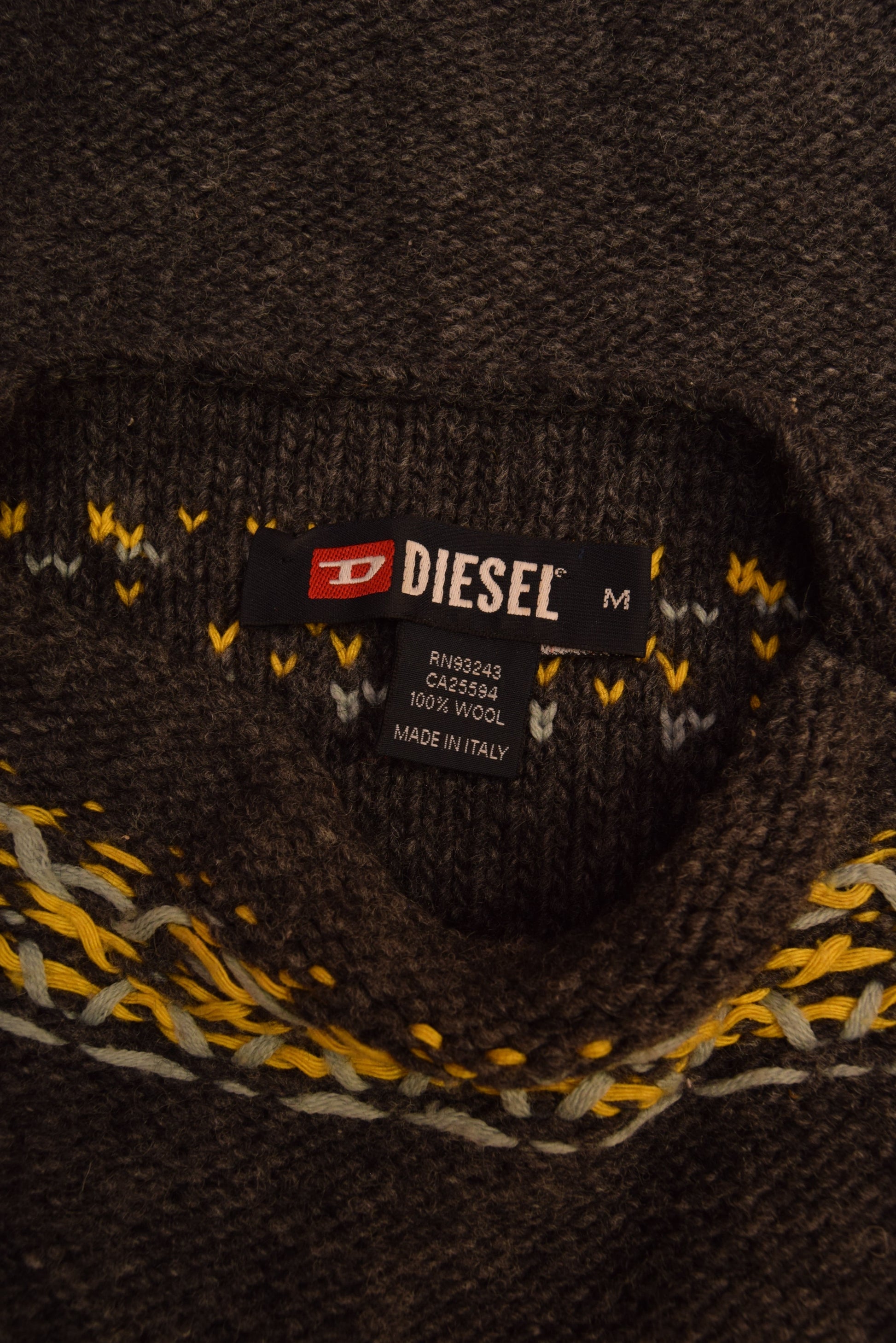 Y2K Diesel Vest 100% Wool Made in Italy Grey Size M