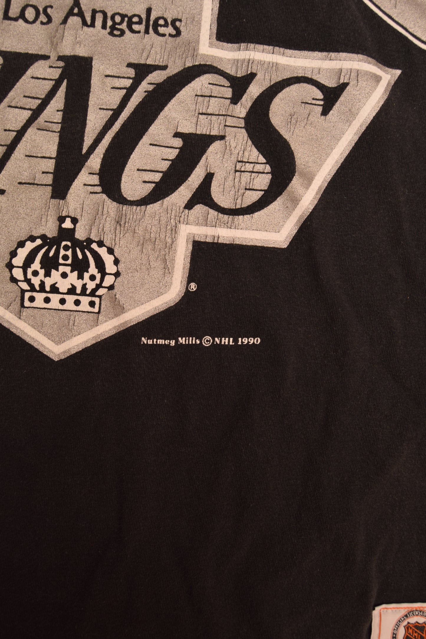 Los Angeles Kings Nutmeg Mills NHL 1990 Made in USA Size L Sigle Stitch