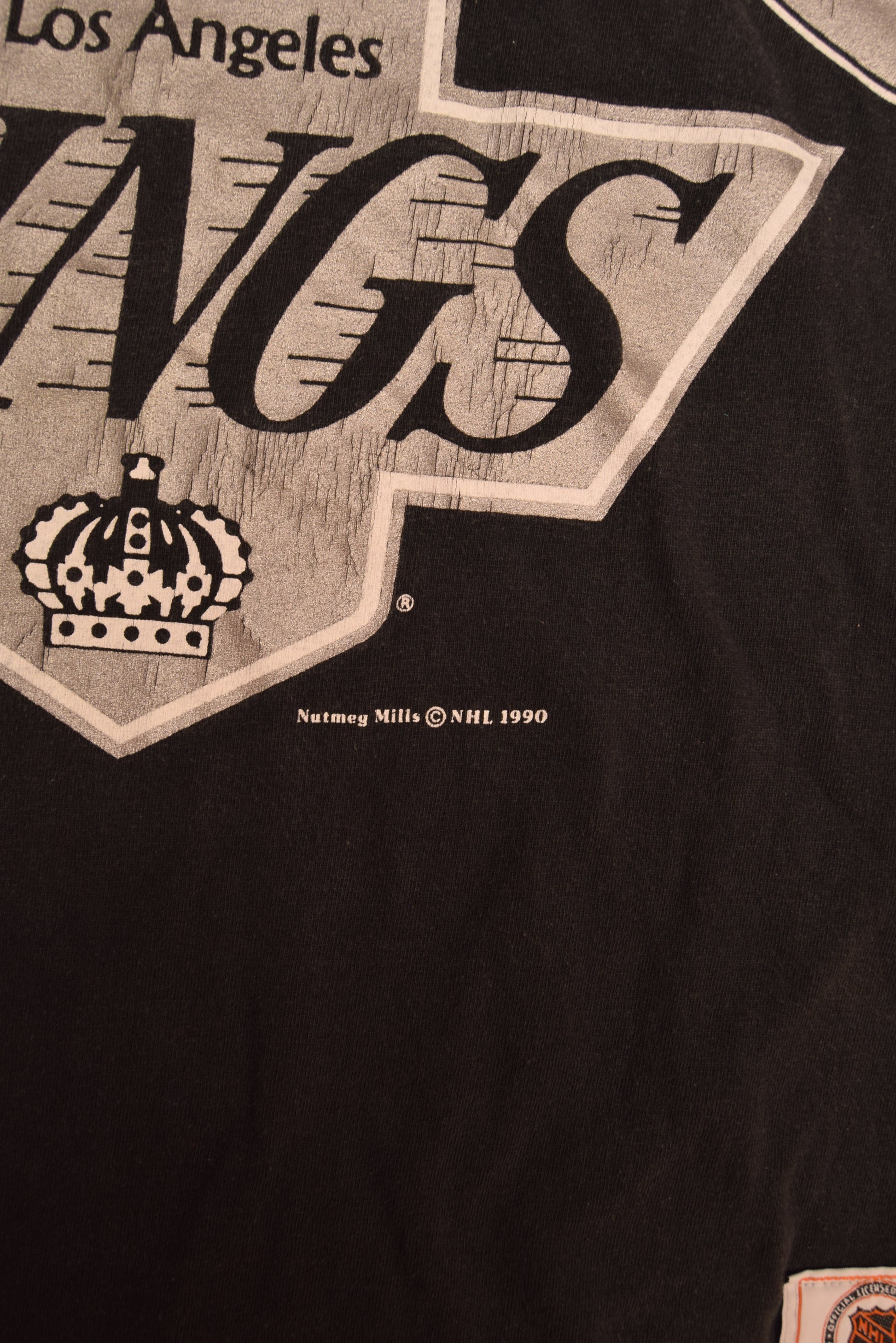 Los Angeles Kings Nutmeg Mills NHL 1990 Made in USA Size L Sigle Stitch