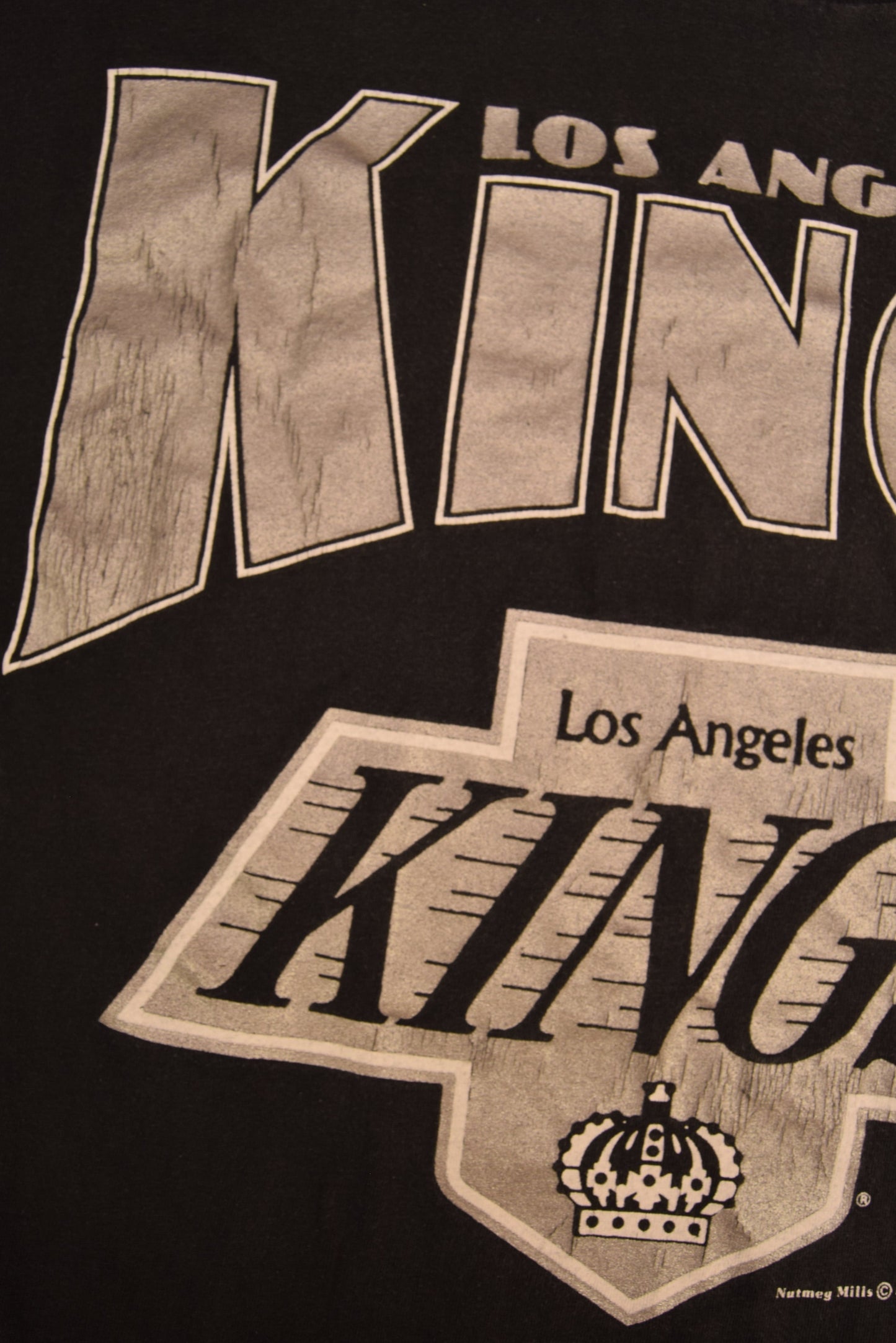 Los Angeles Kings Nutmeg Mills NHL 1990 Made in USA Size L Sigle Stitch