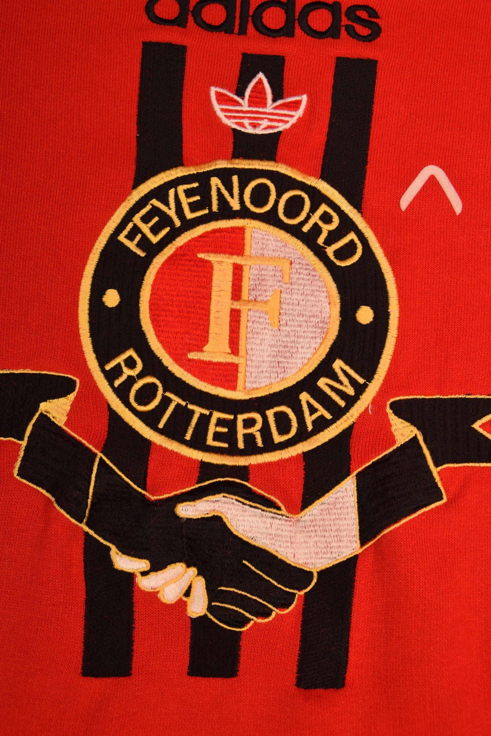 Rare 90's Feyenoord Rotterdam Adidas Sweatshirt CrewNeck Red Stad Rotterdam Verzekeringen Size XL Heavy Cotton