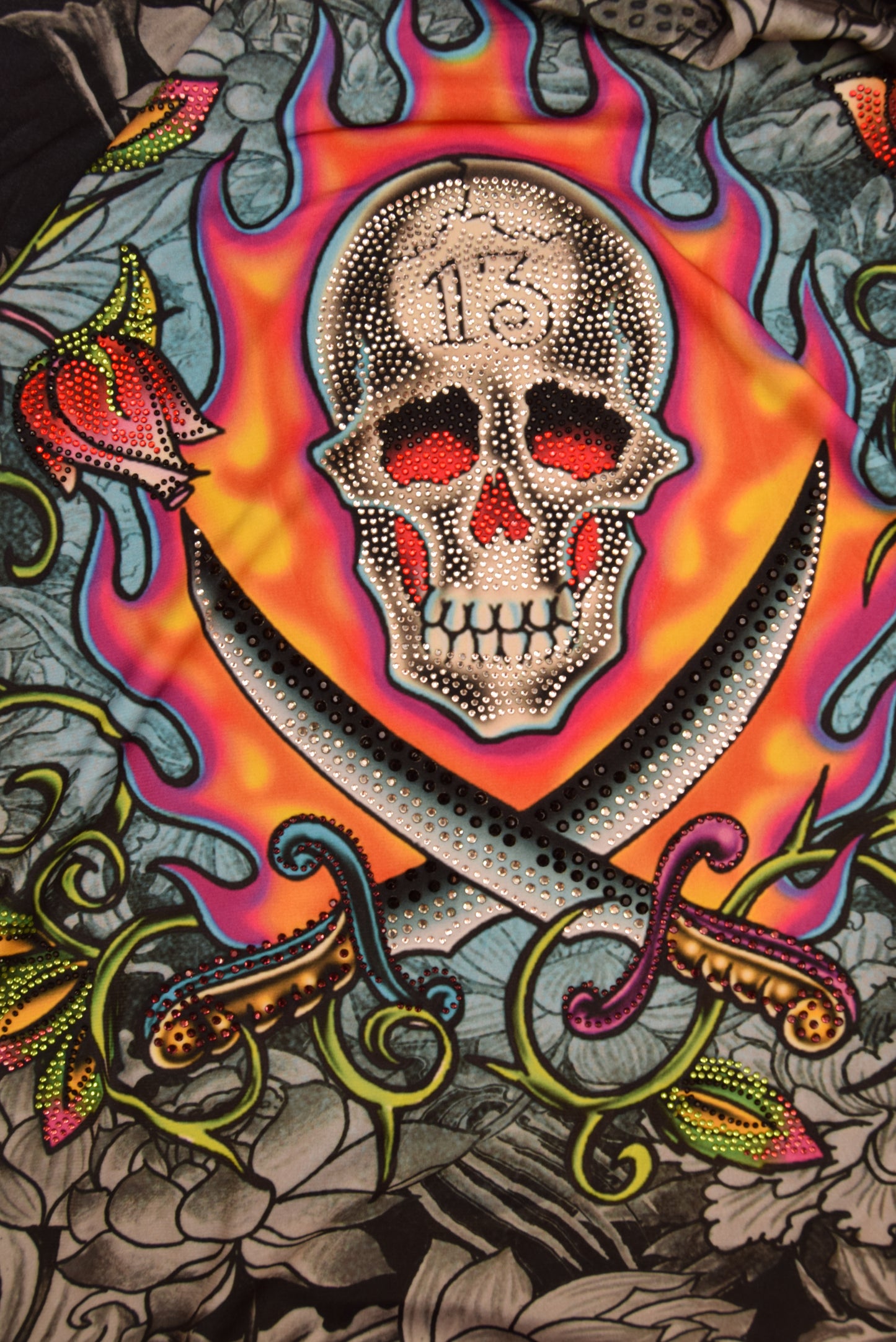 Y2K Ed Hardy by Christian Audigier Short Dress Made In USA Tattoo Rhinestones Skull Flowers Adjustable Straps