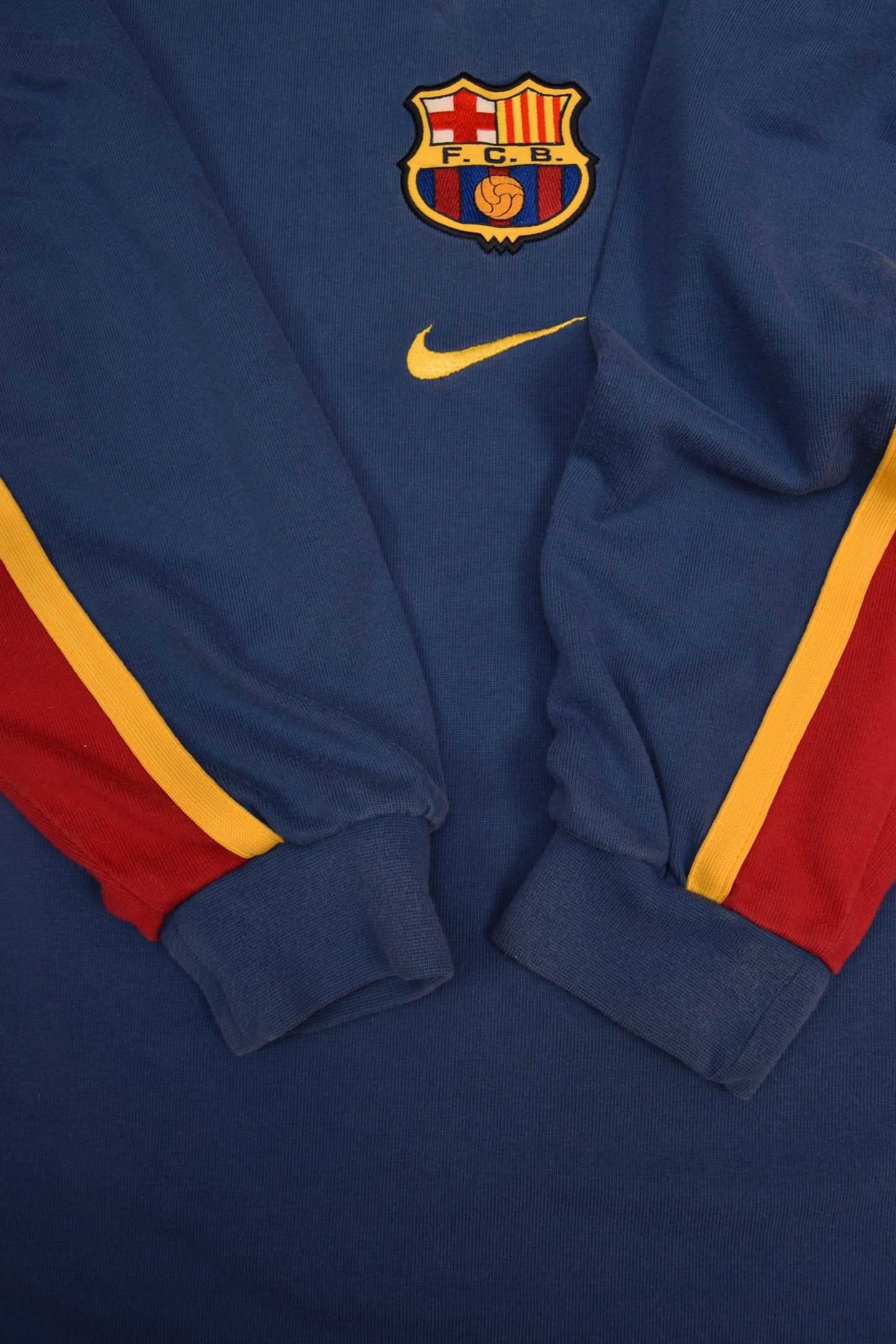 Rare Vintage FC Barcelona Nike Team 1999? - 2000? Polo Rugby Shirt Size L Red Blue Yellow