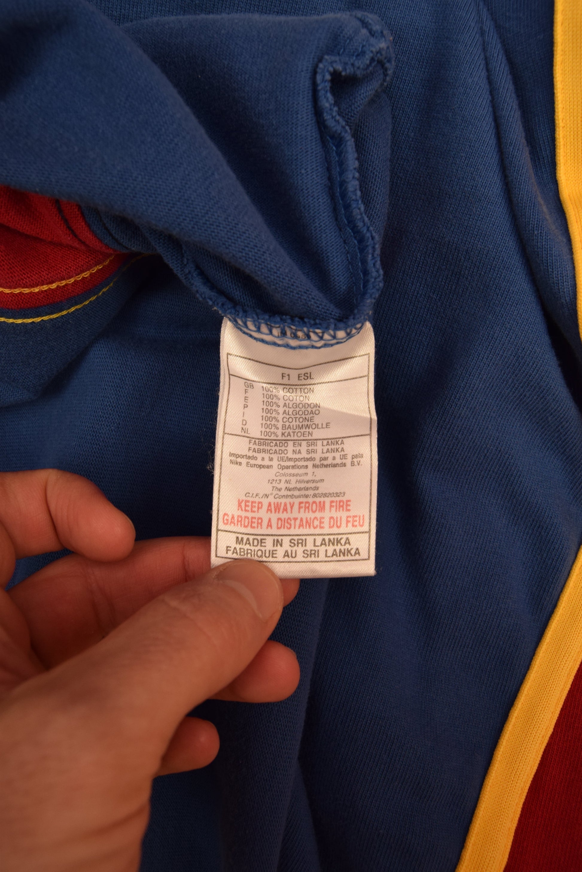 Rare Vintage FC Barcelona Nike Team 1999? - 2000? Polo Rugby Shirt Size L Red Blue Yellow