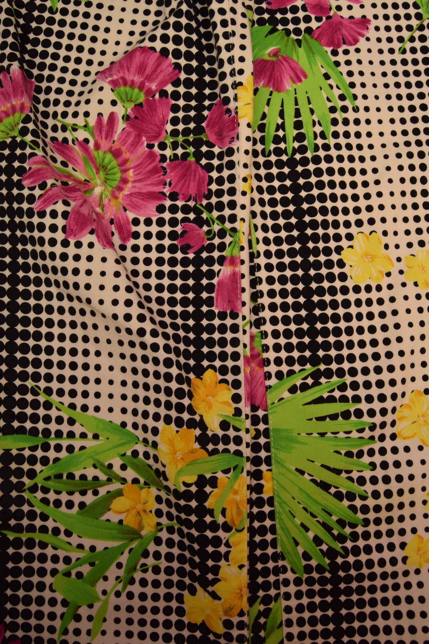Vintage Versace Jeans Couture Medusa Thin Trousers Floral Op Art Pattern Floral Tropical Print Dot Grid Made in Italy Ittierre
