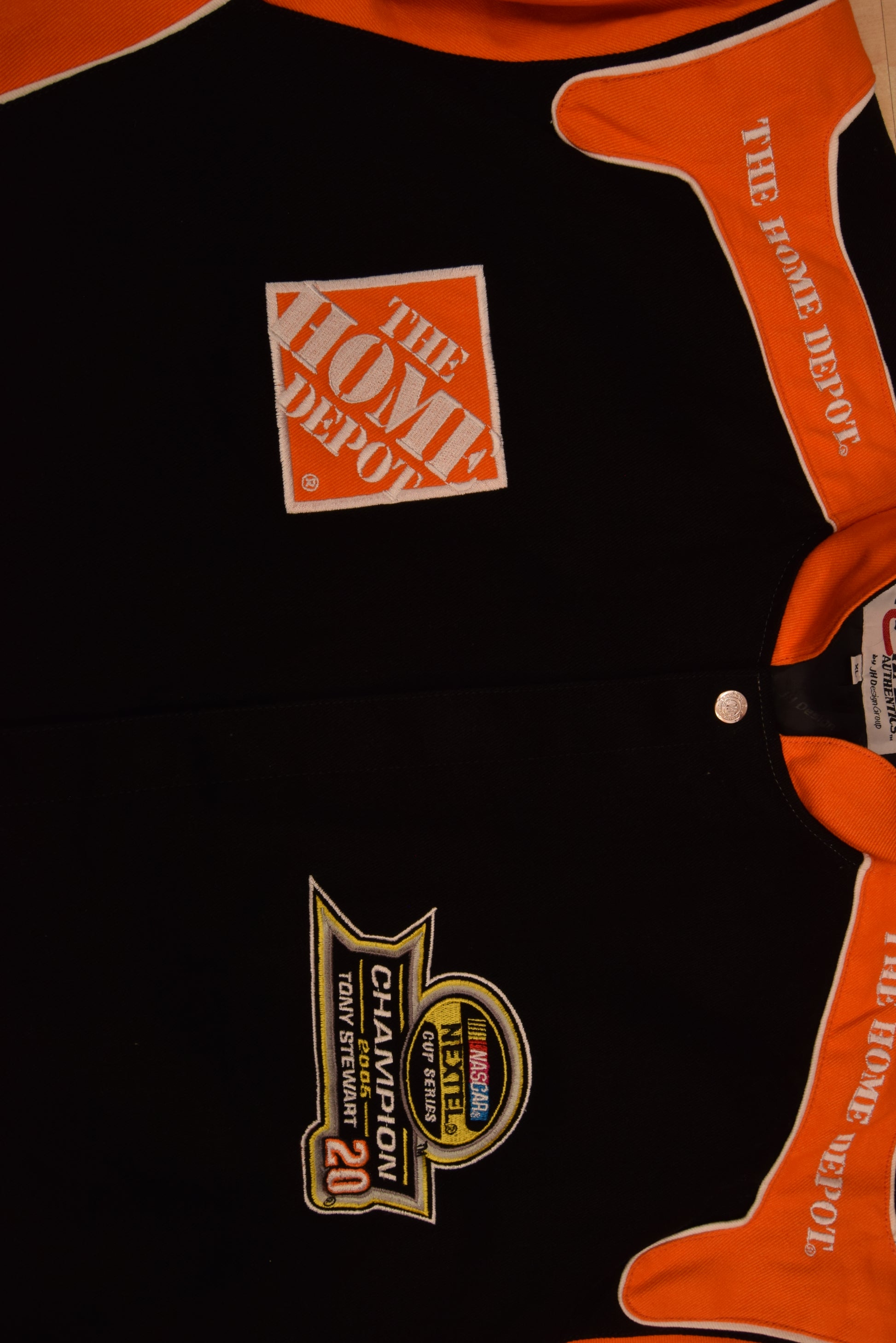 Y2K Nascar Tony Stewart Chase Authentics by JHD Design Group 2005 Champion Racing Nextel Cup Series The Home Depot 20 Black Orange Size XL Joe Gibbs Racing