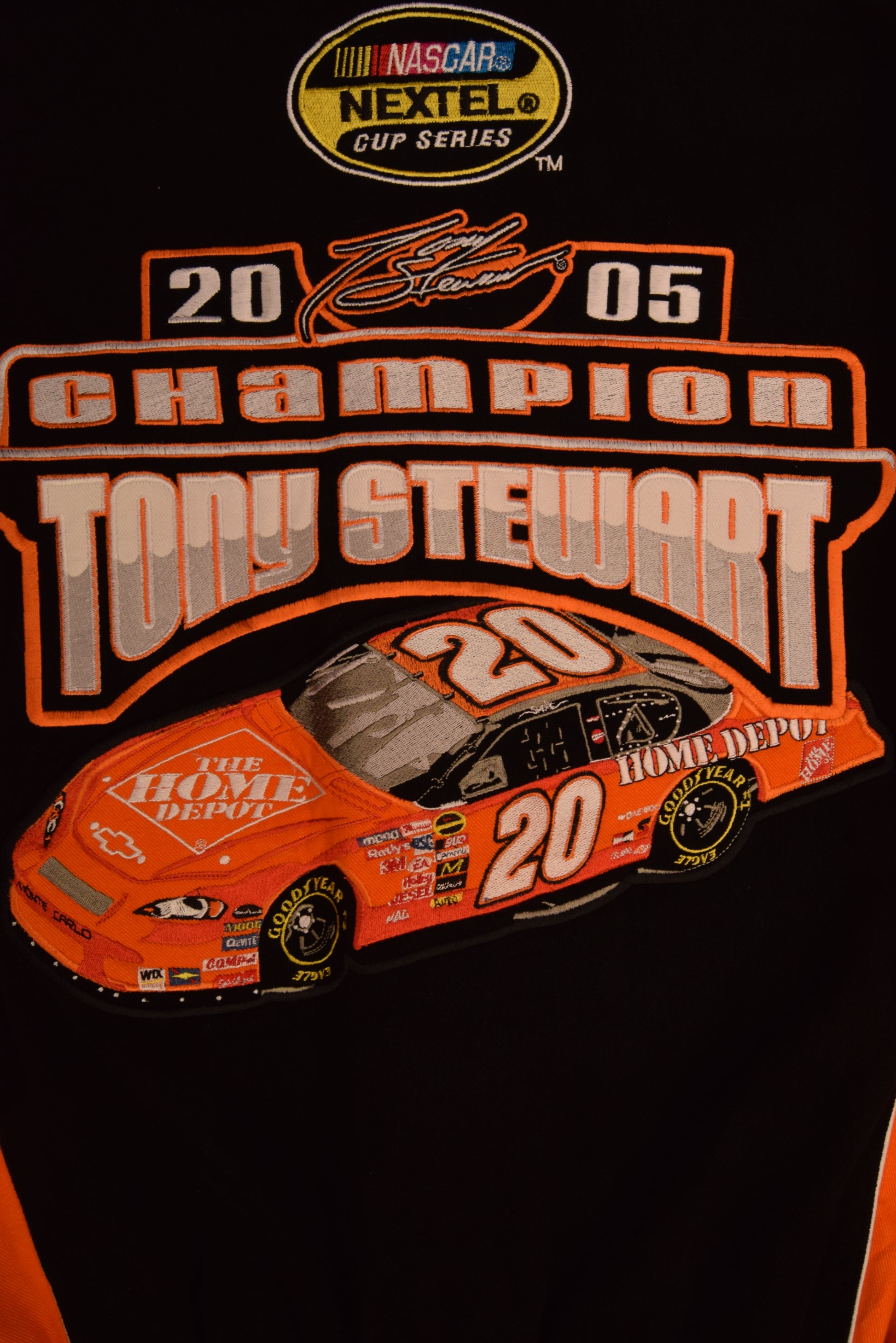 Y2K Nascar Tony Stewart Chase Authentics by JHD Design Group 2005 Champion Racing Nextel Cup Series The Home Depot 20 Black Orange Size XL Joe Gibbs Racing