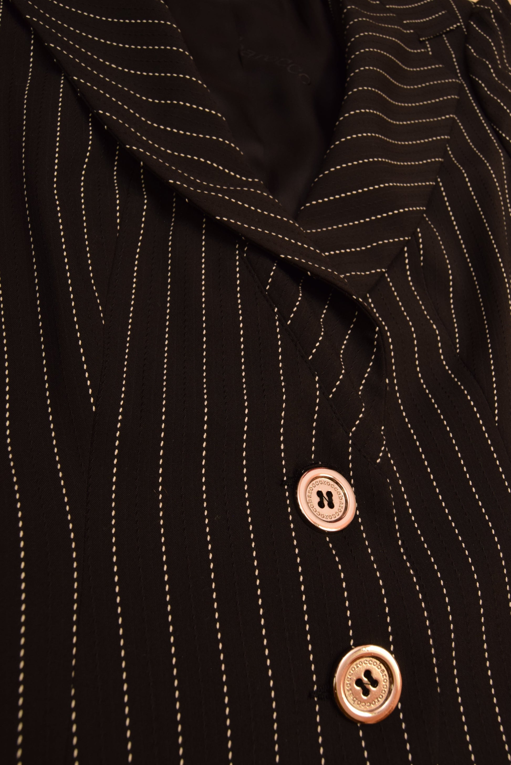 Y2K 2000's RoccoBarocco Blazer Made in Italy Black With White Stripes
