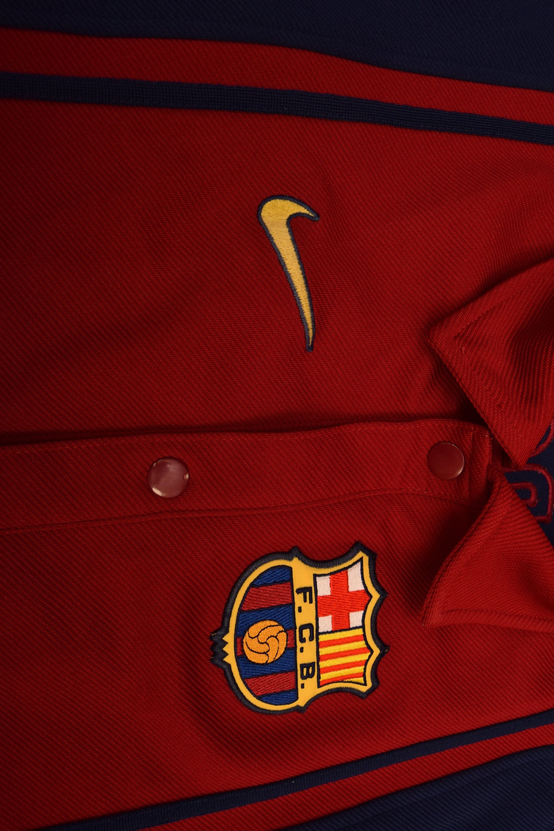 Ultra Rare FC Barcelona Nike Team 1998 Baseball Jersey Football Shirt Size M Red Blue
