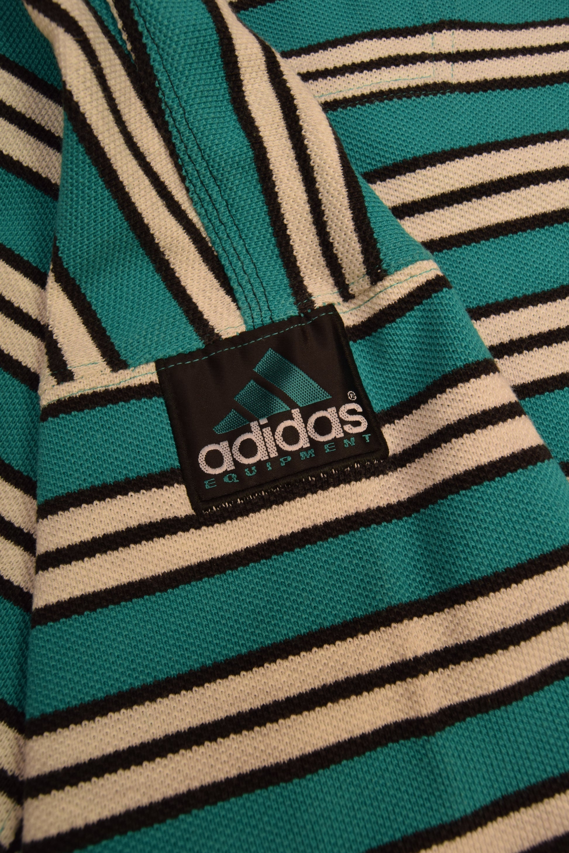 Vintage Adidas Equipment Sweatshirt Crew Neck Stripes Green White Black Size L