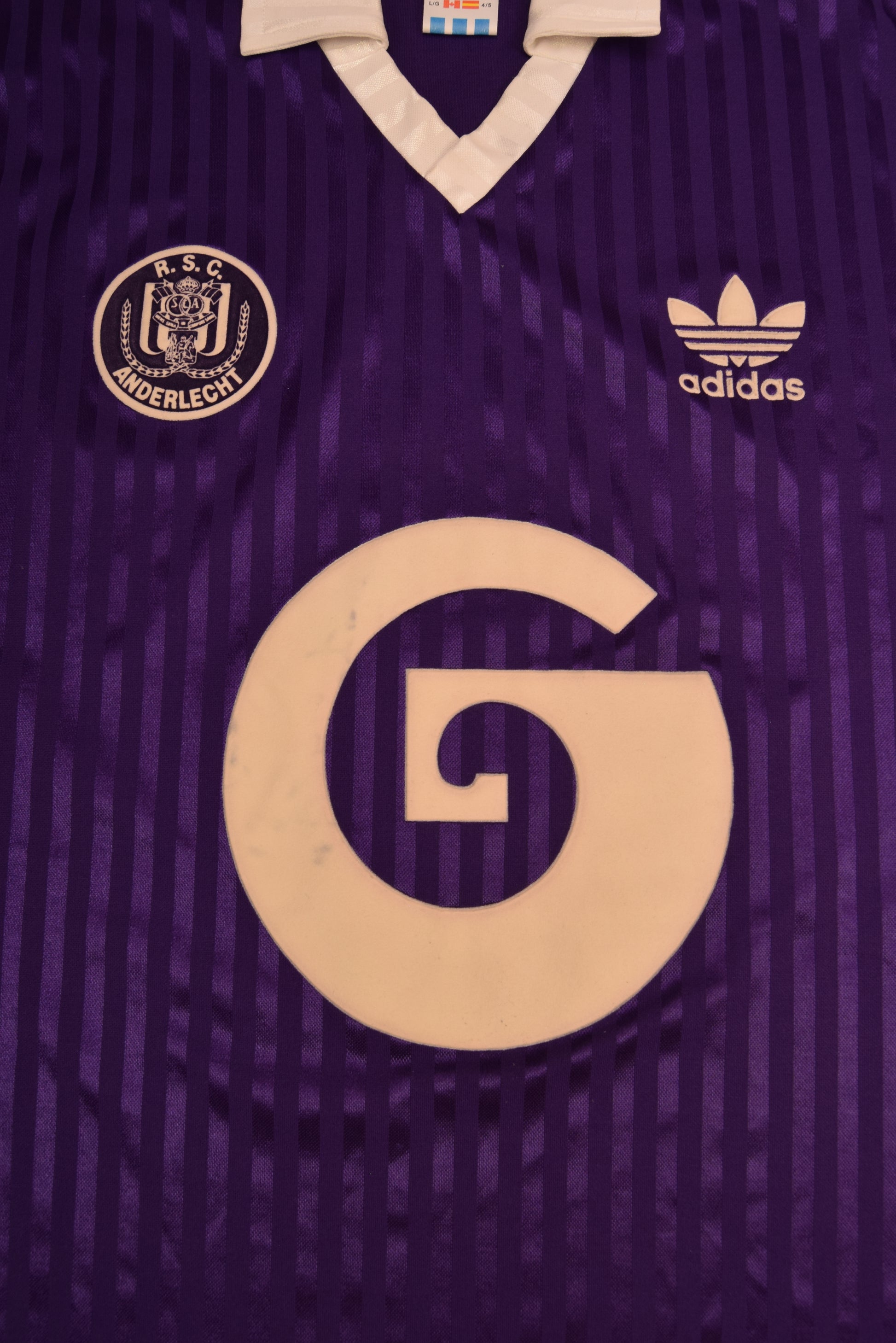 R.S.C. Anderlecht Bruxelles Adidas 1989 1990 1991 1992 Away Football Shirt Made in UK Size L