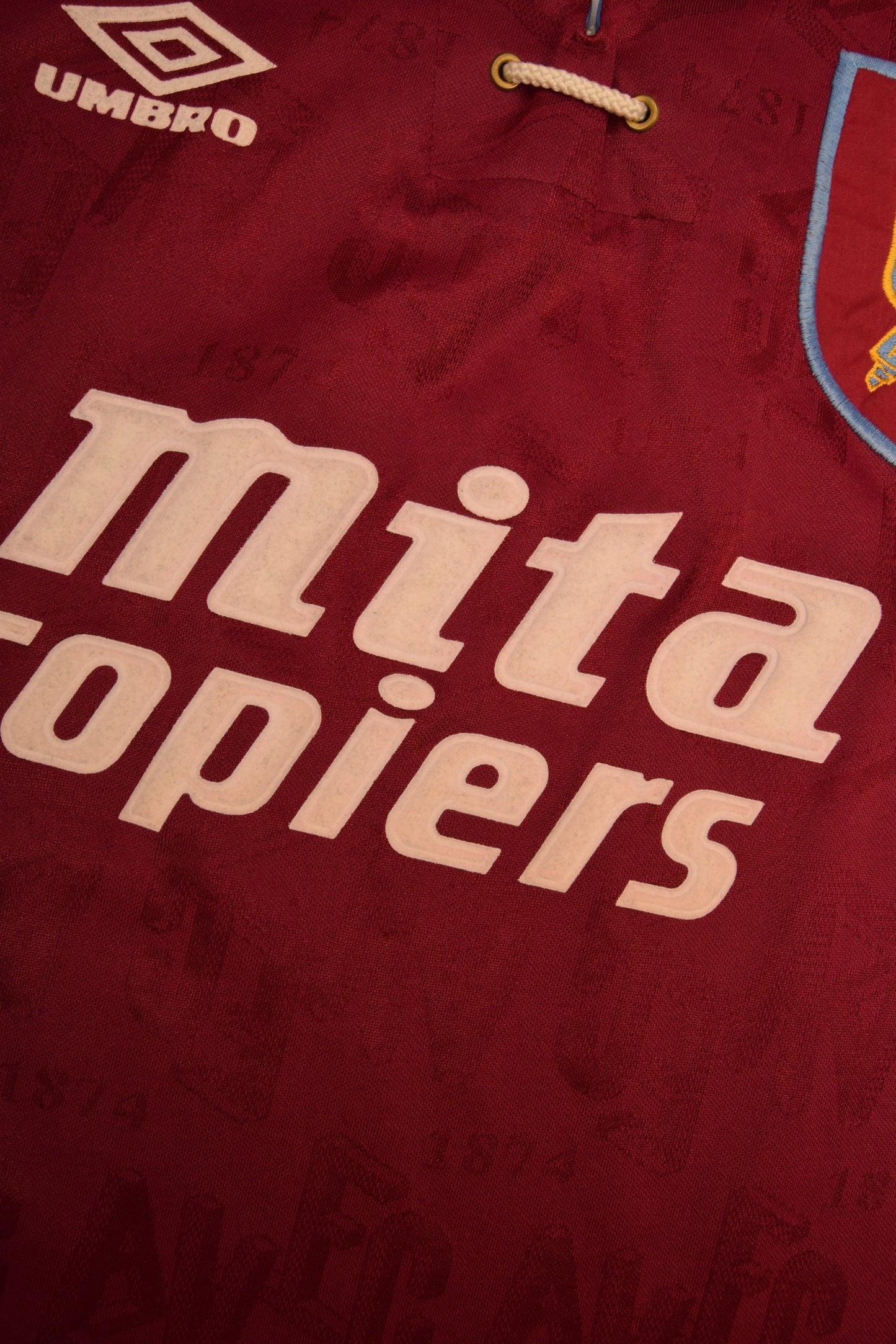 Vintage Aston Villa Umbro 1992 - 1993 Home Football Shirt Mita Copiers Size XL