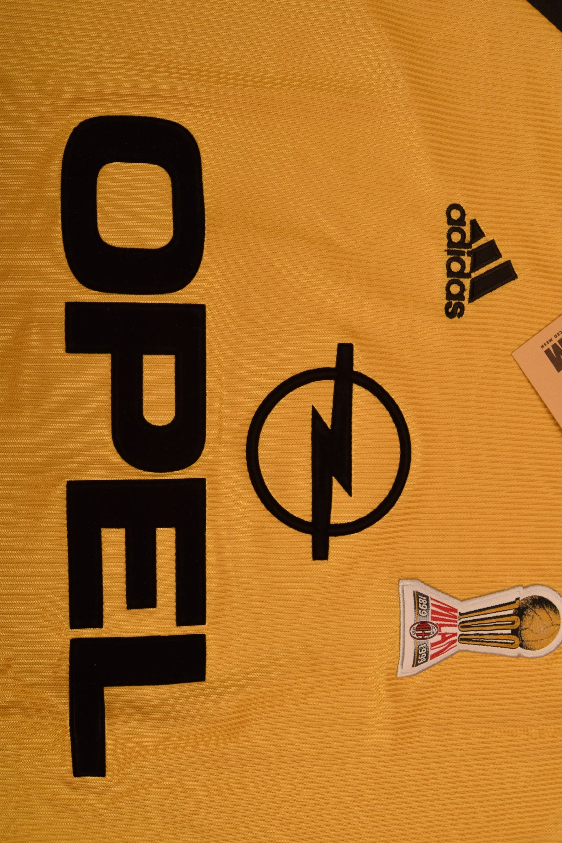 BNWT New Vintage Authentic AC Milan Adidas 1999 - 2000 Fourth Football Shirt Anniversary Centenary 1899 1999 OPEL Size L Made in Italy Gold Deadstock