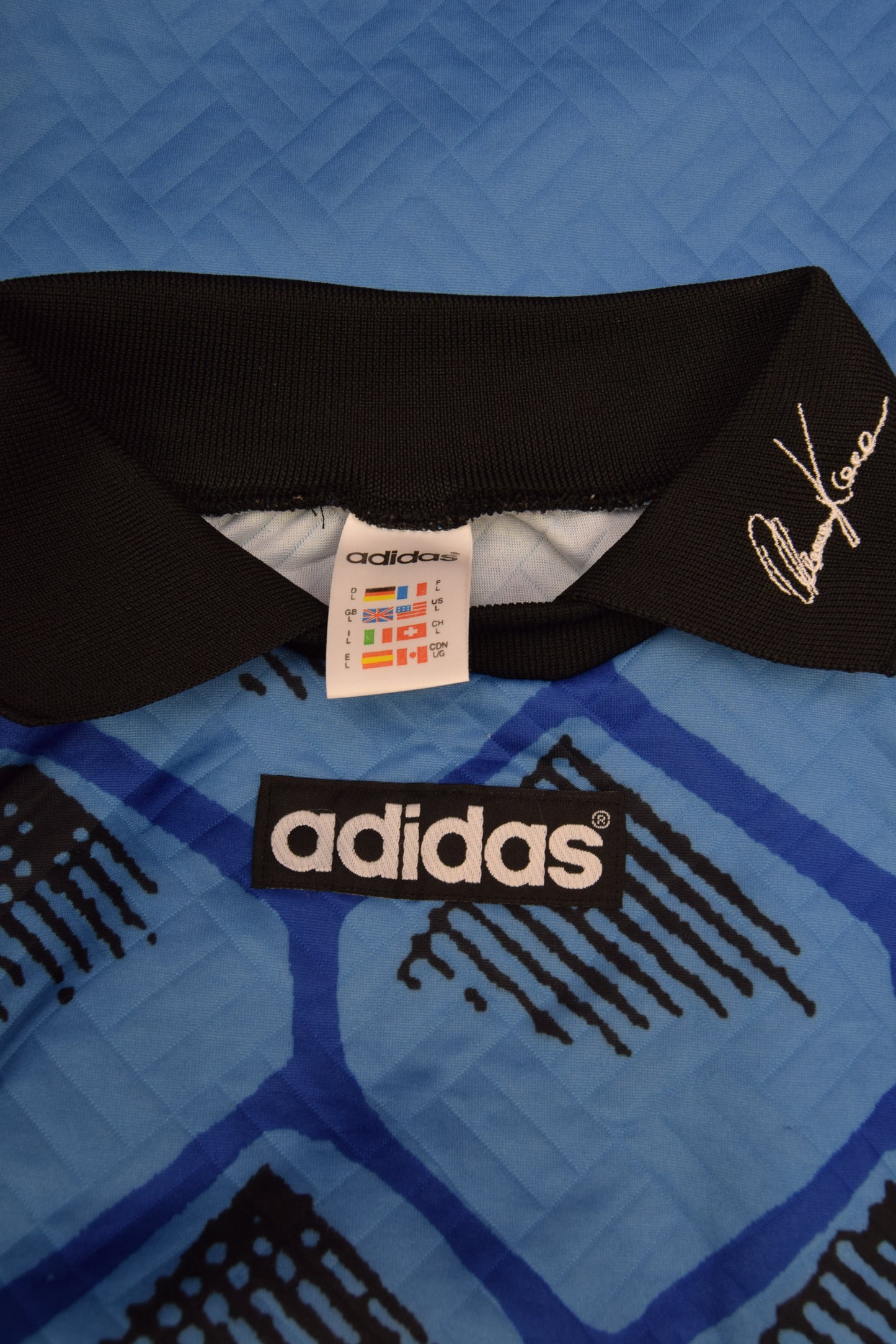 Oliver Kahn Adidas 1996 1997 1998 Bayern Munchen GK Goalkeeper Shirt Template #1 Size L Made in England Blue