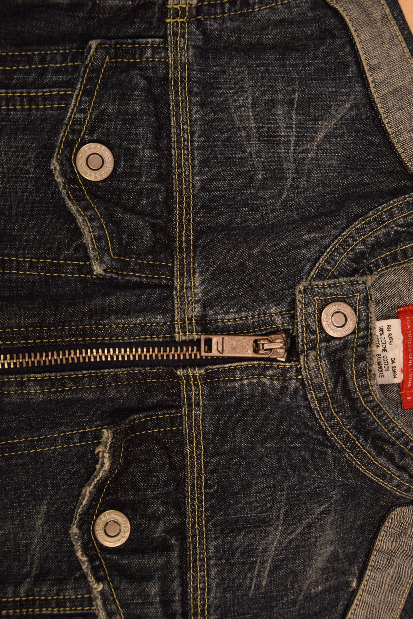 Y2K Diesel Denim Slim Fit Jacket With Zipper Size M