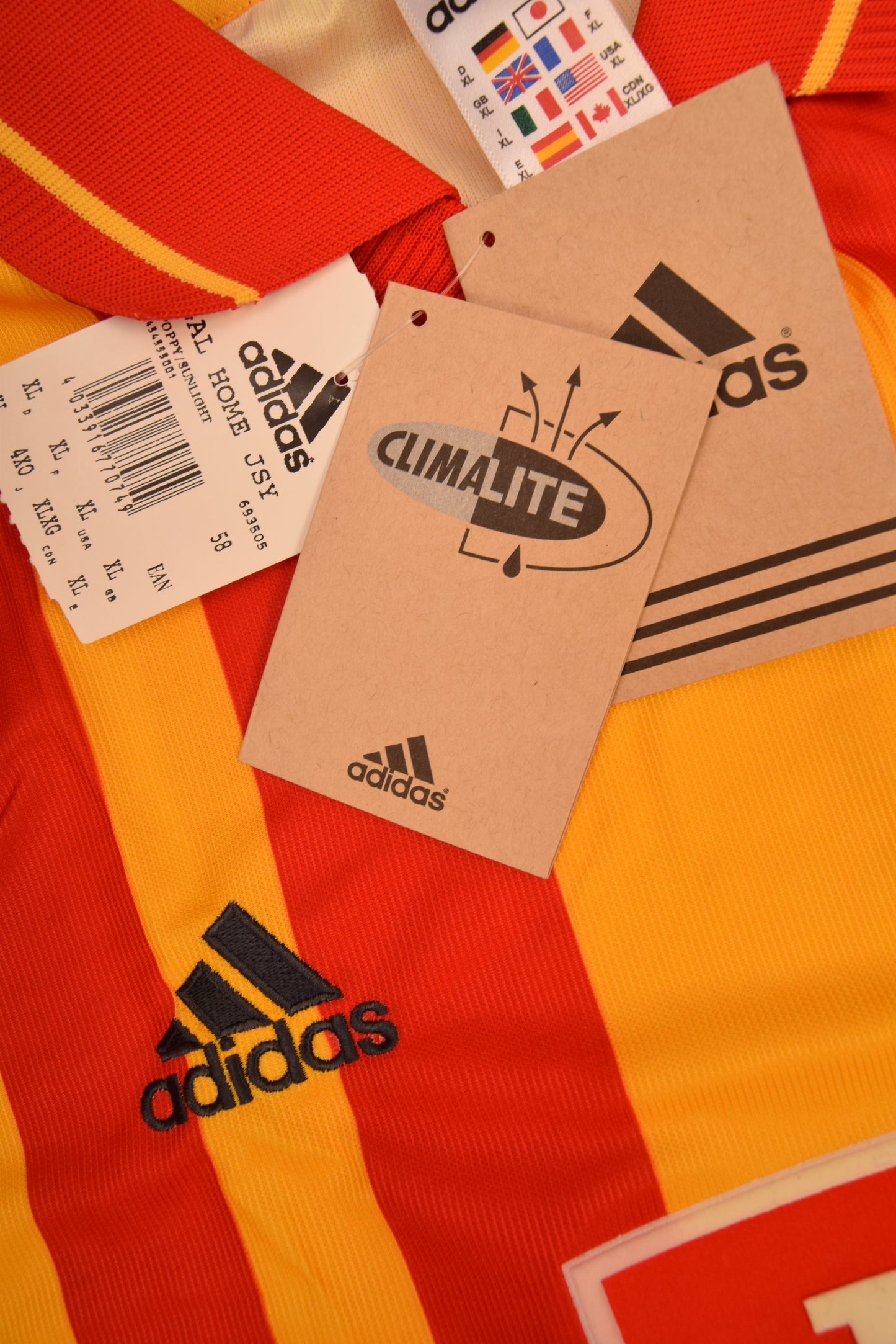 Authentic BNWT Galatasaray Istanbul Adidas 2000 - 2001 Home Football Shirt Size XXL Red Yellow Tel Sim Deadstock